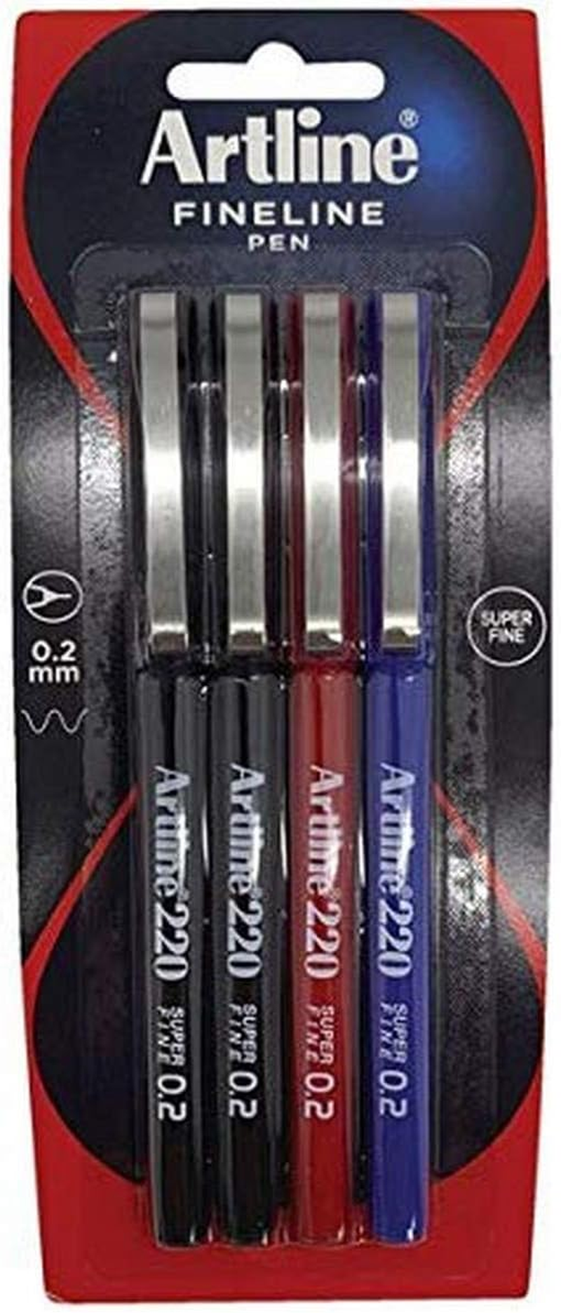 Artline 220, 122084, Fineliner Pen, Hangsell, 0.2Mm, Black, 4 Pack