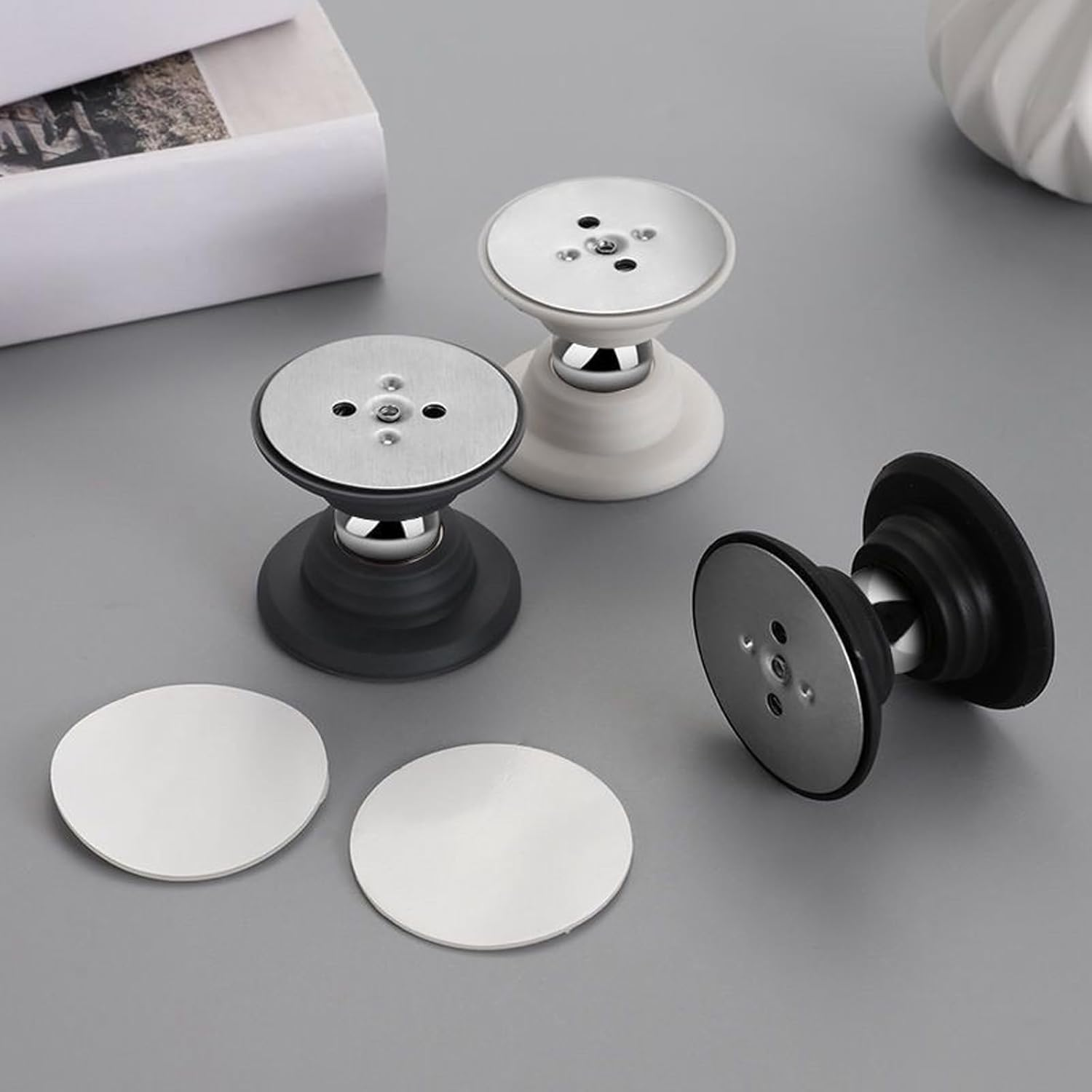 MYTOAU RV Magnetic Door Catch, Silicone Magnetic Door Stopper for Rvs, Motor Homes, Boats and Compartments (2White,2Black) image number 2