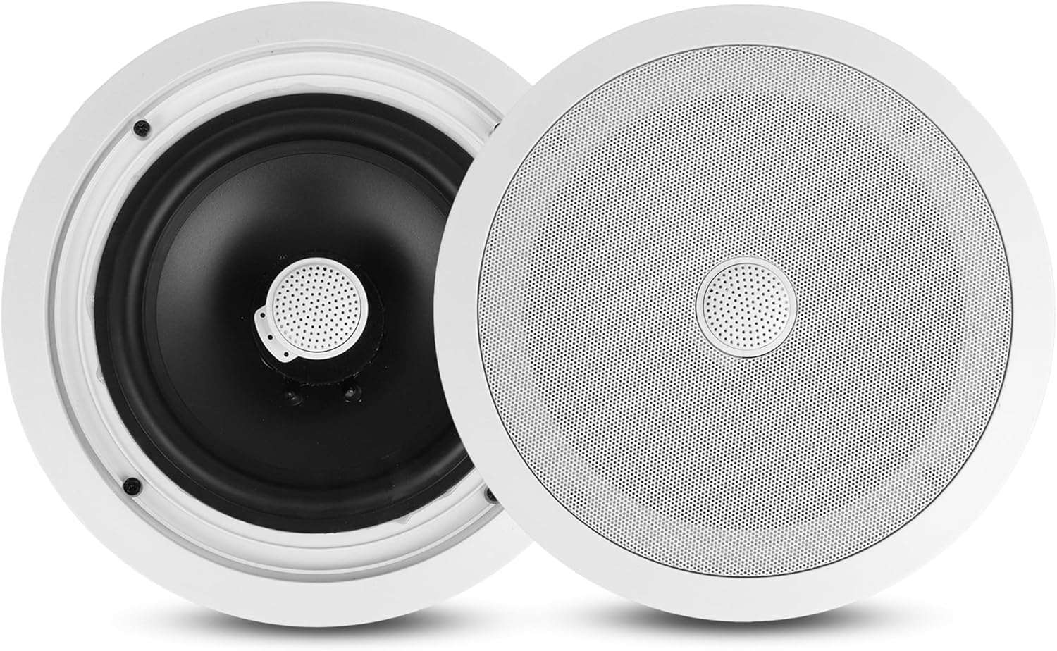 Pyle 8&rdquo; Ceiling Wall Mount-Pair of 2-Way Midbass Woofer Speaker Directable 1&rdquo; Titanium Dome Tweeter Flush Design W/ 55Hz-22Khz Frequency Response & 300 Watts Peak Easy Installation image number 2