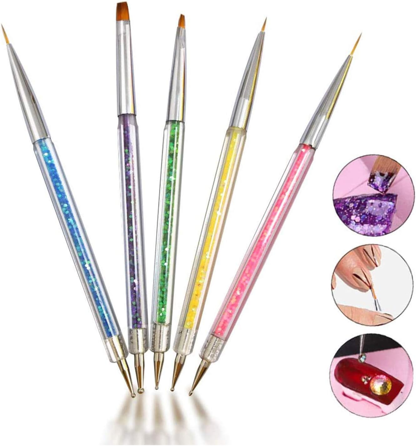5 Pieces Nail Dotting Pen Nails Arts Pens Kit Liner Brushes image number 1