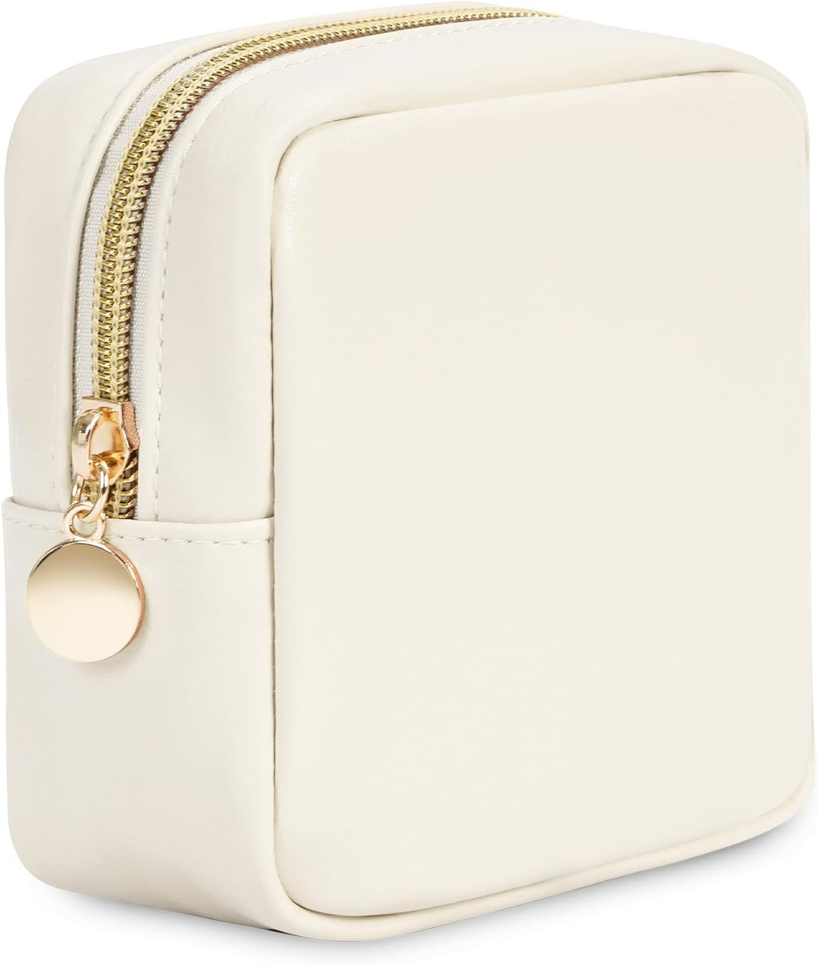 Wandering Nature Small Makeup Bag for Purse Zipper Cosmetic Bag for Women Pouch Travel Eco Vegan Leather Make up Organizer for Toiletry Bag Water Resistant Gift Idea, Black, Corduroy Pink, Mini,