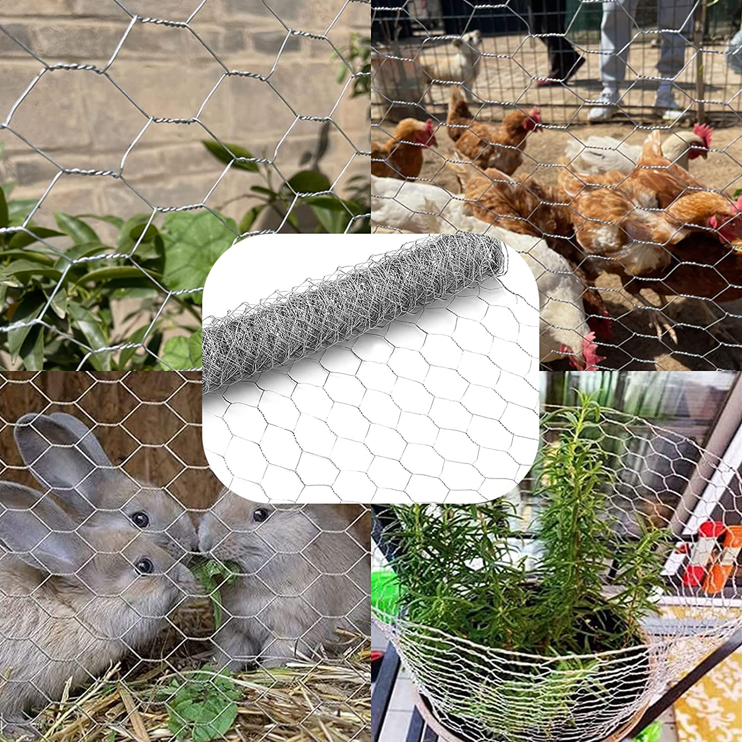 13.78 X 157.48 Inch Galvanized Hexagonal Wire Mesh Lightweight Metal Hexagonal Wire Netting for Craft Projects, Home Use and Gardening W200031 image number 3