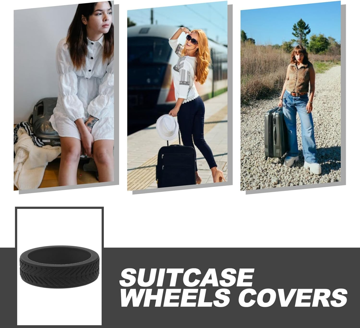 Healvian 8Pcs Travel Suitcase Wheels Covers Rubber Luggage Wheel Covers Suitcase Wheel Protectors image number 6