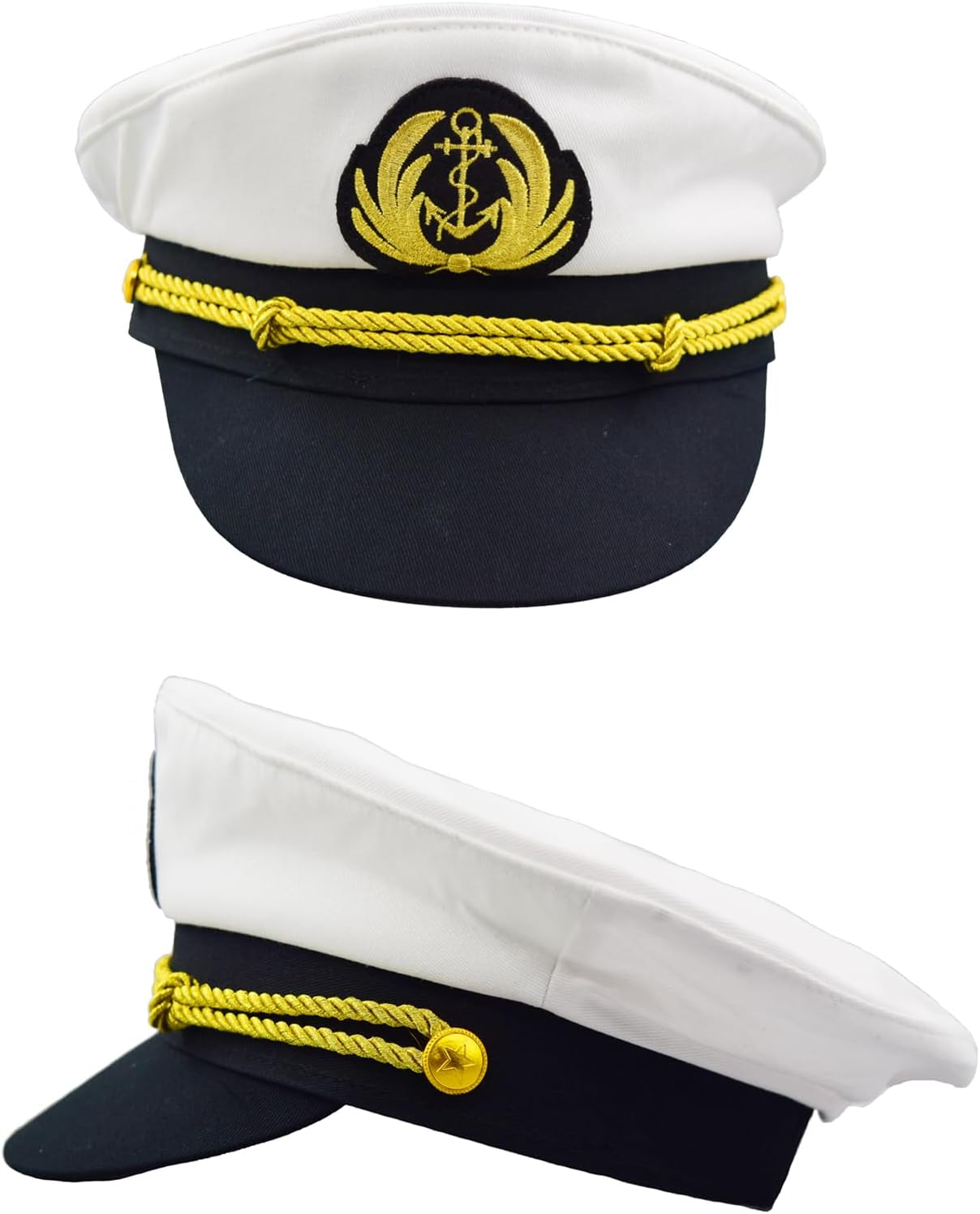 Admiral Captain Yacht Hat Snapback Gold Embroidery Anchor Skippers Cap for Party - 2 Pack Purple image number 3