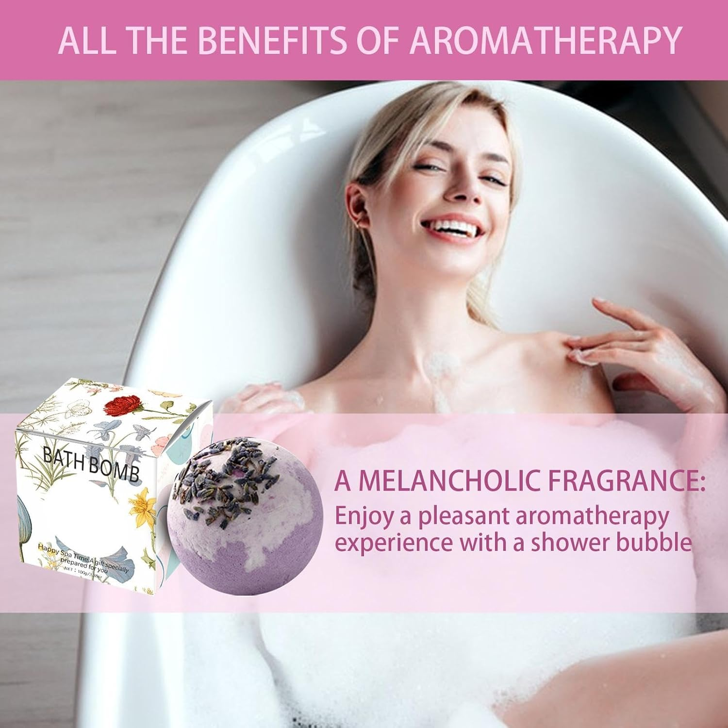 Bubble Bath for Women | Natural Handmade Bomb Balls with Natural Sea Salt - Bath Supplies for Women, Girl, Woman, Him, Kids image number 5