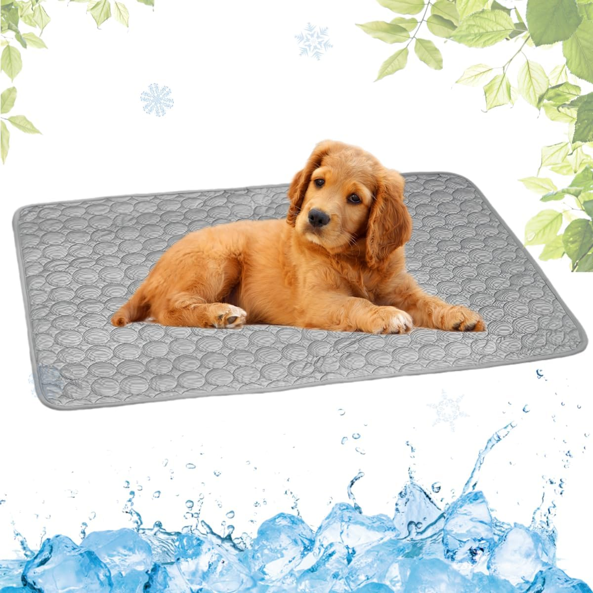 LEZUAN Cooling Mat Dogs, Self-Cooling Dog Mat, Cooling Blanket Cats, Non-Toxic Cooling Pad for Pets, Washable Dog Cold Mat for Indoor, Outdoor and Car (Blue, 55 X 70 Cm)