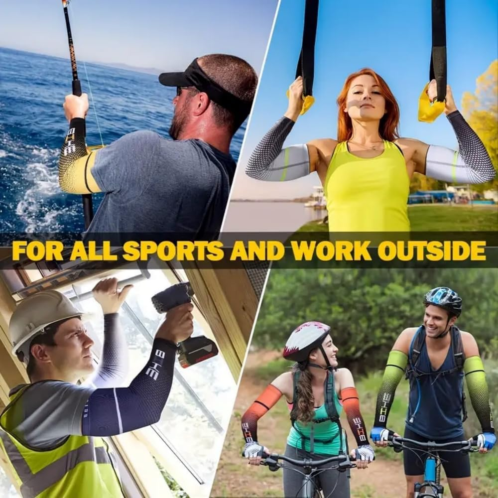 AZRAGON Ice Silk Arm Sleeves & Headscarf Set - UV Protection Cooling Sport Accessories for Cycling, Basketball, Outdoor Activities,Anti-Pilling & Quick-Dry Technology (2-Pack) image number 5