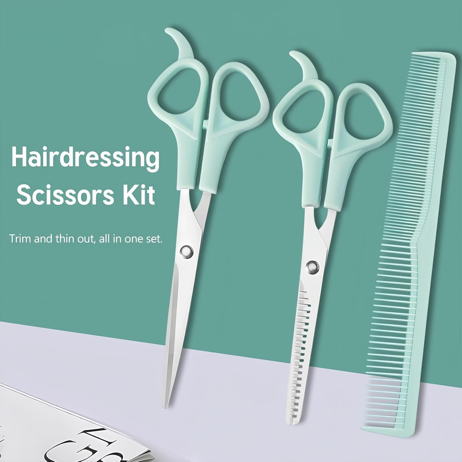 Professional Hair Scissors Set, Hairdressing and Thinning Shears with Comb, for Home, Salon, Barber
