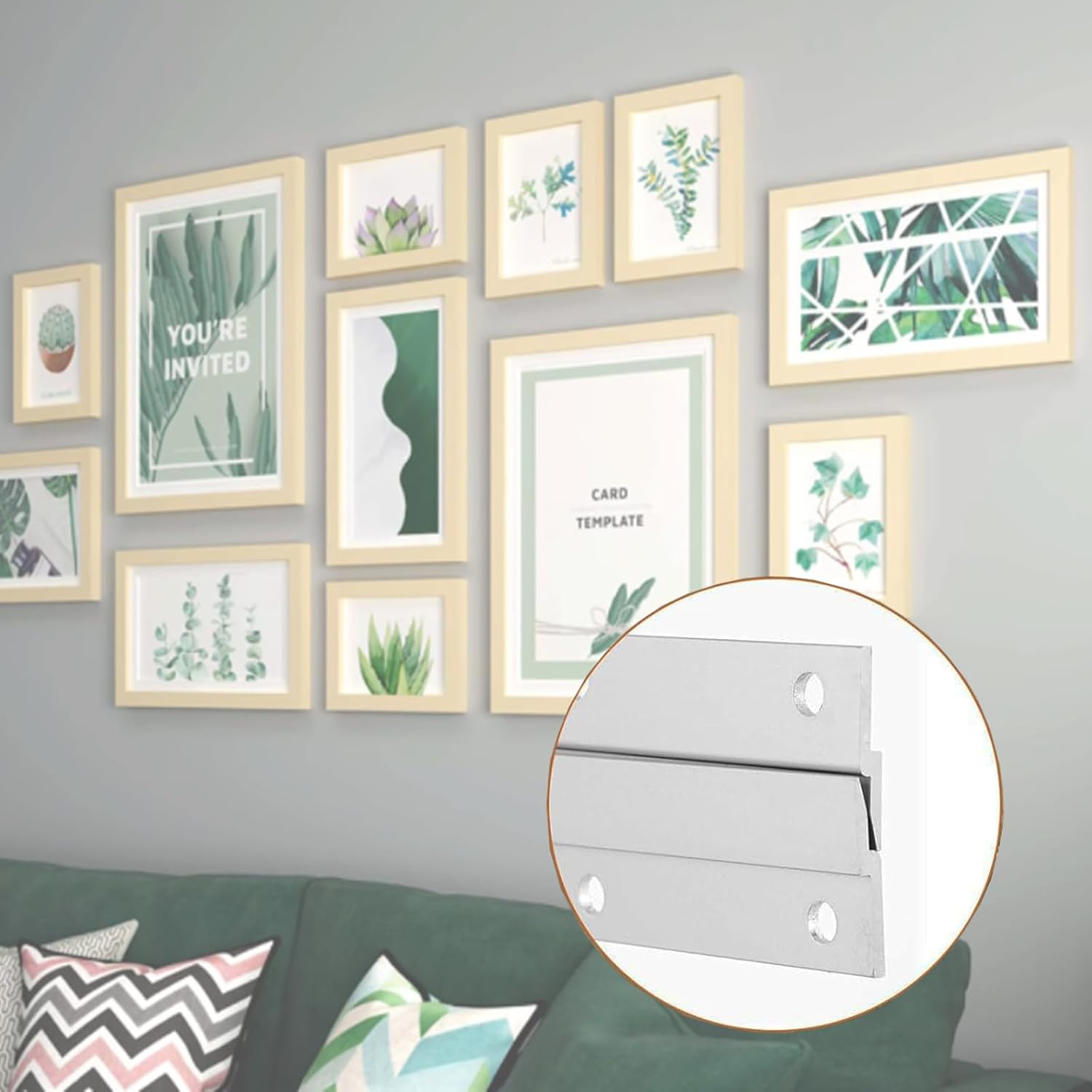 Ymaiss 6Packs 12" French Cleat Hanger Heavy Duty Aluminum Z Bar Clips Z-Hanger Picture Hanging Kit, Interlocking Aluminum Z Clips for Pictures, Mirrors,Frame, Whiteboard, Art, Shelf and Cabinet image number 1