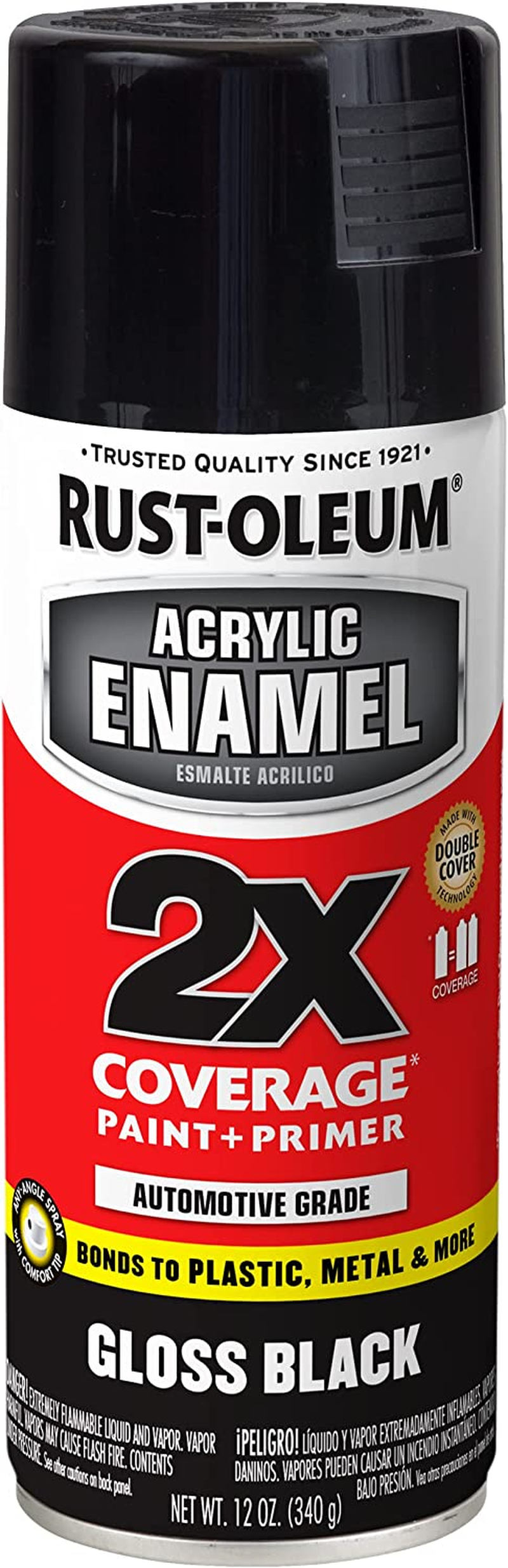 Rust-Oleum 2X Acrylic Enamel Top Coat Spray Paint, Gloss White, 340 G