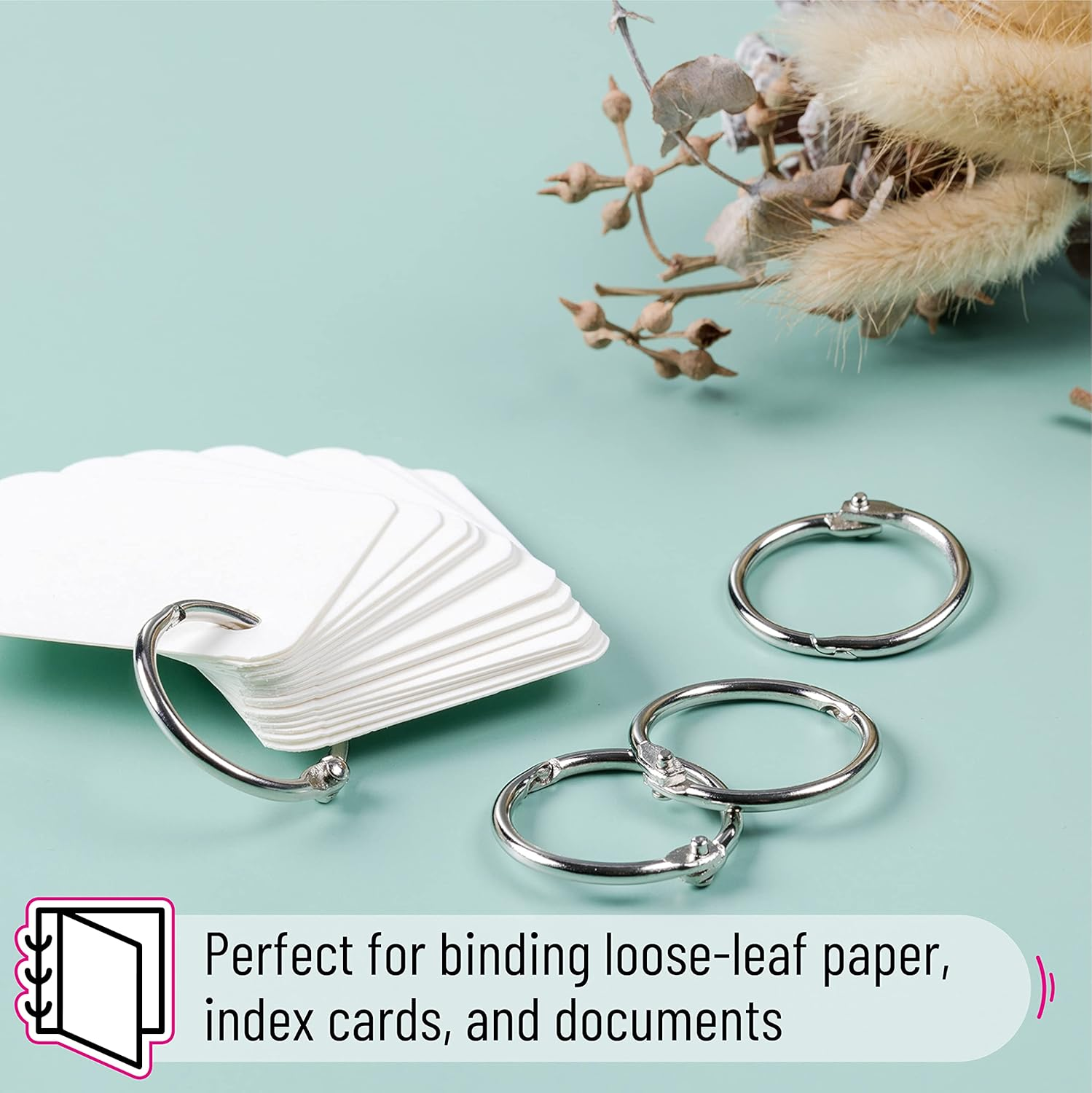 Mr. Pen- Loose Leaf Binder Ring, 40 Pack, Binder Rings 1 Inch, Metal Rings for Index Cards, Back to School Supplies