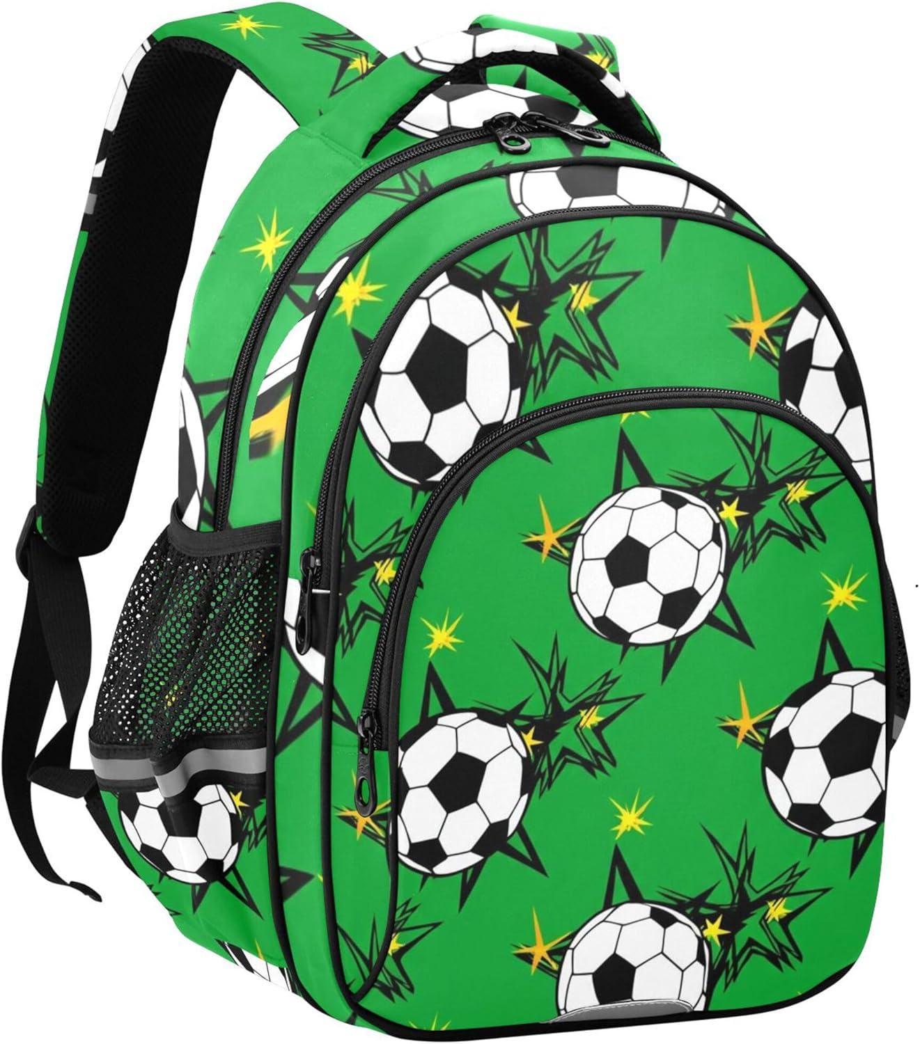 Backpack Kids Students School Bag Custom Bookbags Toddlers Preschool Backpacks Animal Black White Soccer Balls Green image number 3