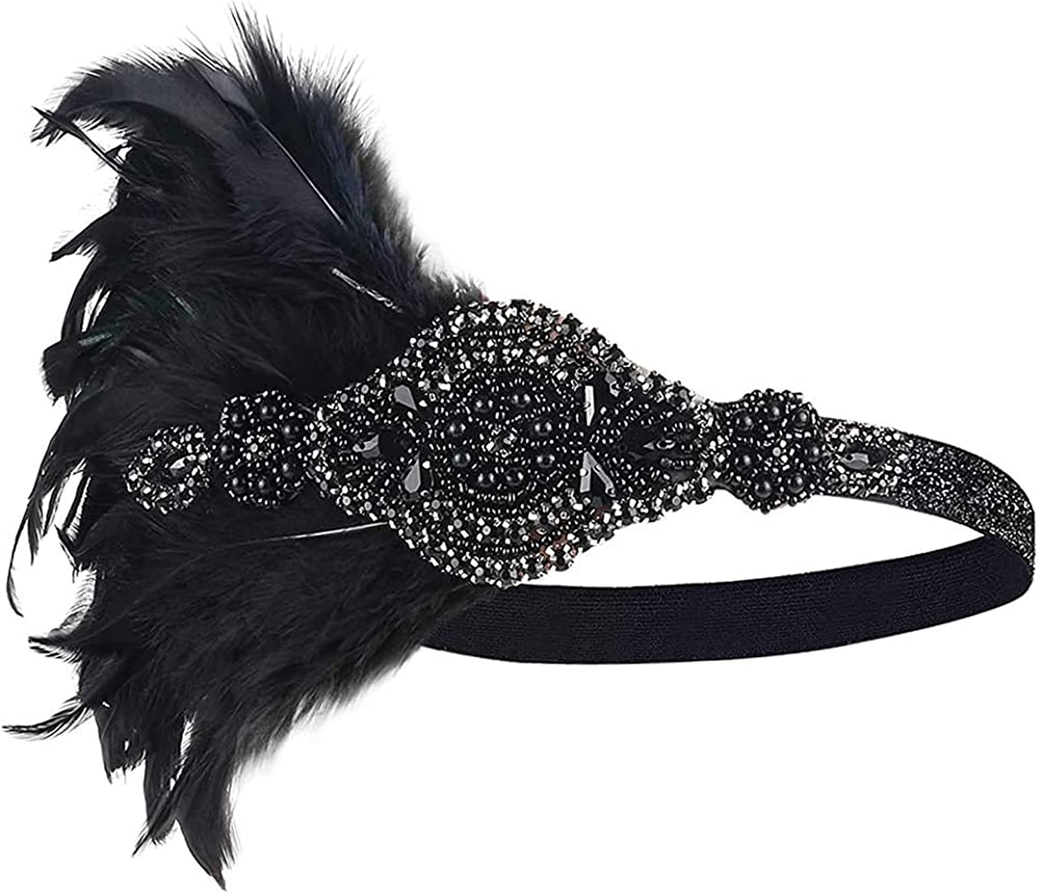 Aoozleny 1920S Women Feather Flapper Vintage Headpiece Roaring 20S Great Gatsby Headband