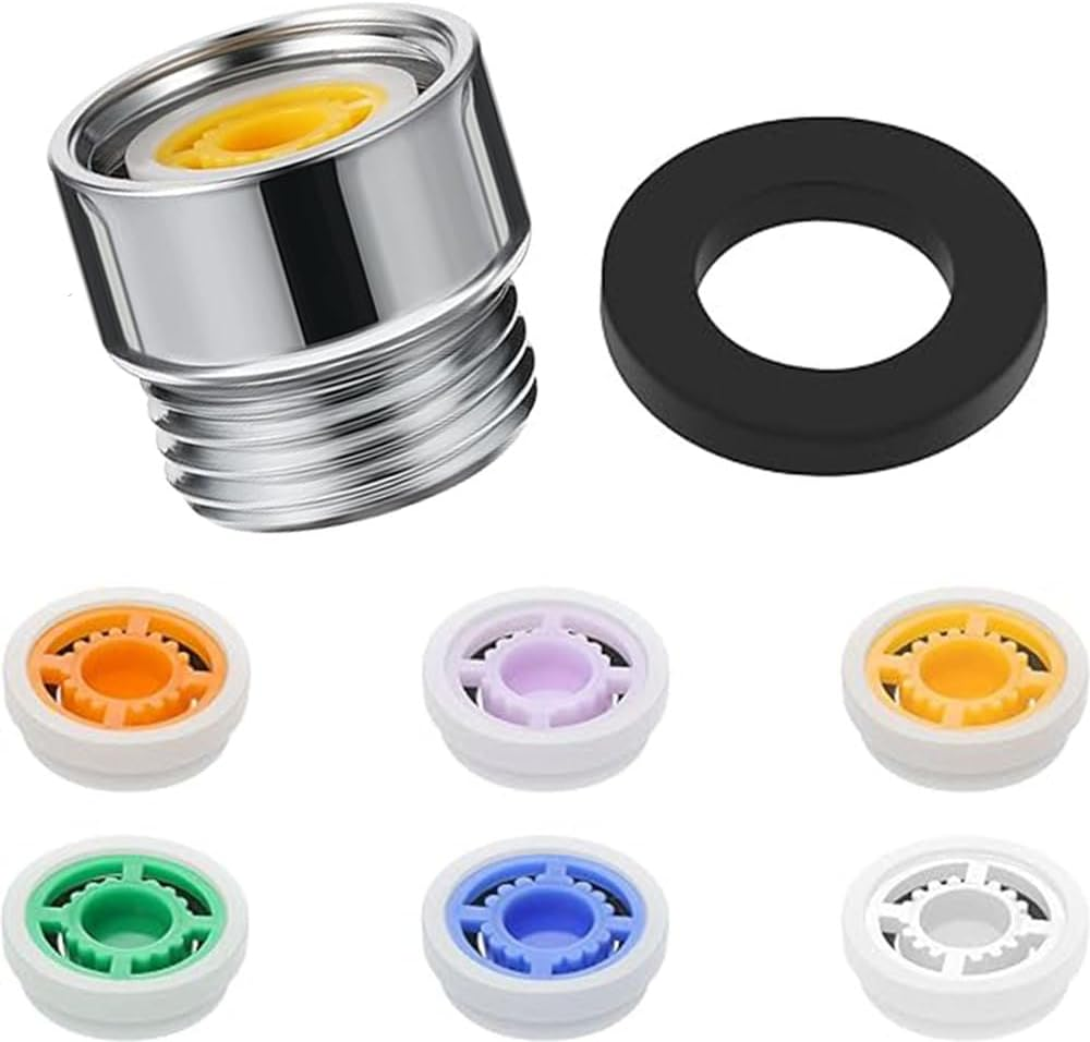 6 Pieces Shower Flow Reducer Limiter Set, Water Flow Saver Adapter, Water Flow Saver Adapter Set for Shower Hotel Bathroom Toilet (1.2/1.5/1.8/2.0/2.2/2.5 GPM) image number 2