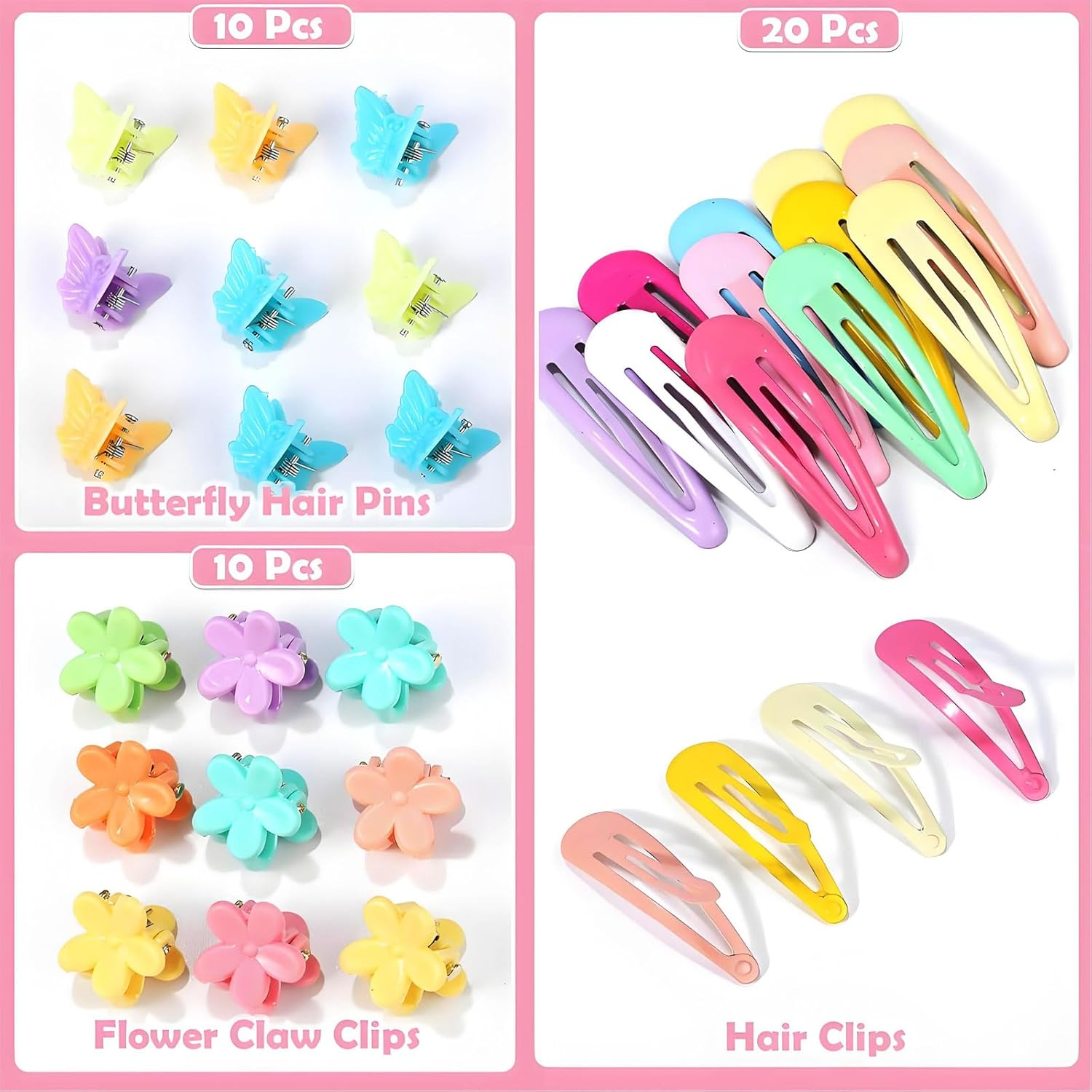 MYTOAU 1543 Pcs Elastic Hair Ties Set with Organizer Box Assorted Mini Hair Elastics Colorful Hair Accessories with Cute Flower Hair Clip Elastic Rubber Bands Hair Ropes Hair Barettes Hair Comb image number 6