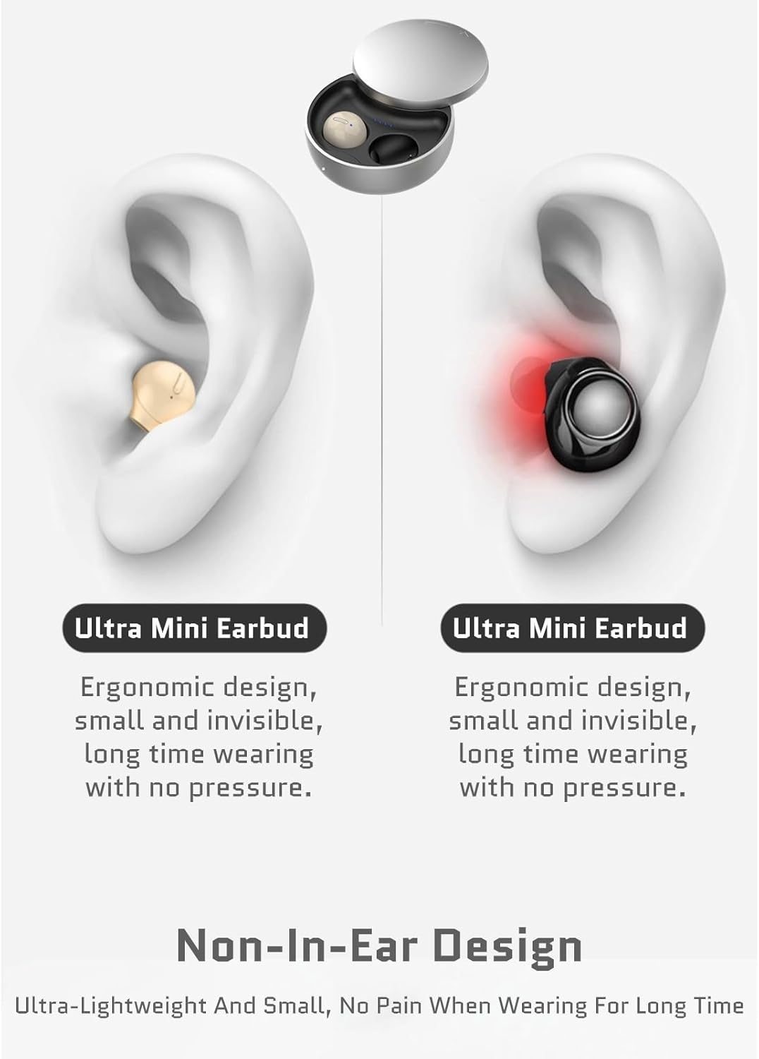 Cuifati Invisible Earbuds, Wireless, Bluetooth, Extremely Durable, Noise Cancelling, Tiny Hidden Micro Earbuds, Invisible Wireless Sleep Headphones for Sports And image number 5