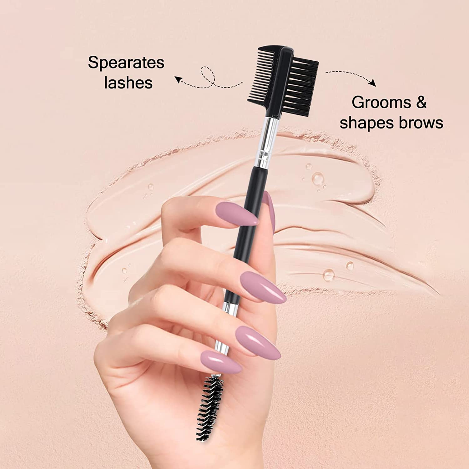 3 Head Eyebrow Eyelash Shaper Eyelash Comb Double Head Brush Makeup Grooming Tool Cosmetic with 3 Different Spoolie Brushes for Separating Lashes, Eliminating Mascara Clumps, Grooming and Shaping Brow image number 1