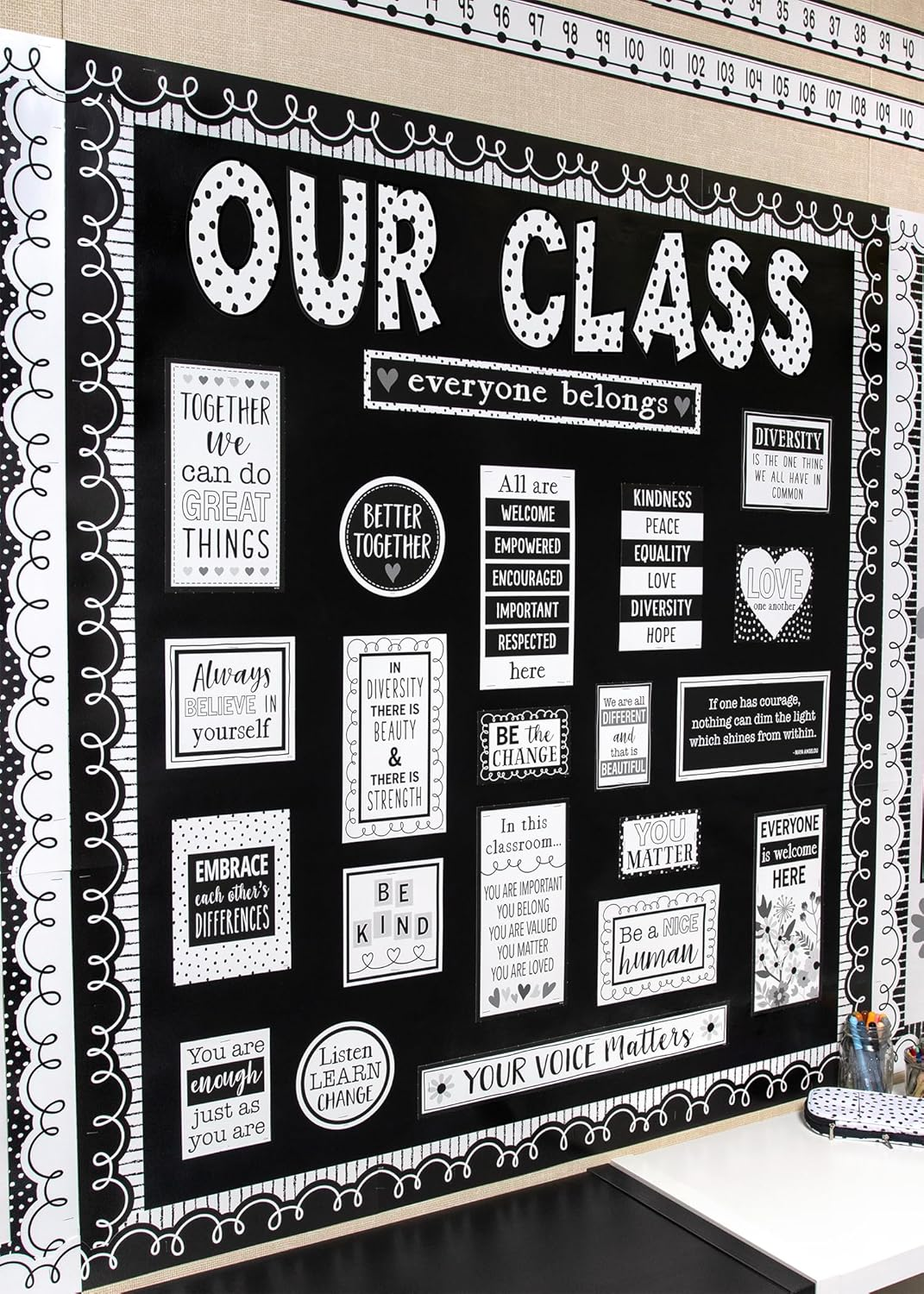 Black Painted Dots on White 7" Fun Font Letters