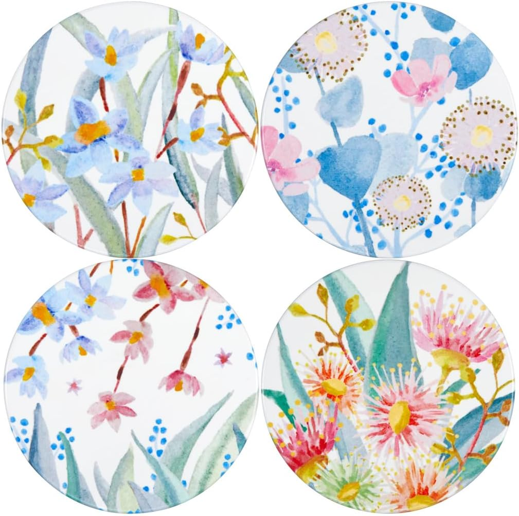 Maxwell & Williams Royal Botanic Gardens Eucalyptus Bloom Ceramic Coaster 10Cm Set of 4 Assorted Gift Boxed image number 1