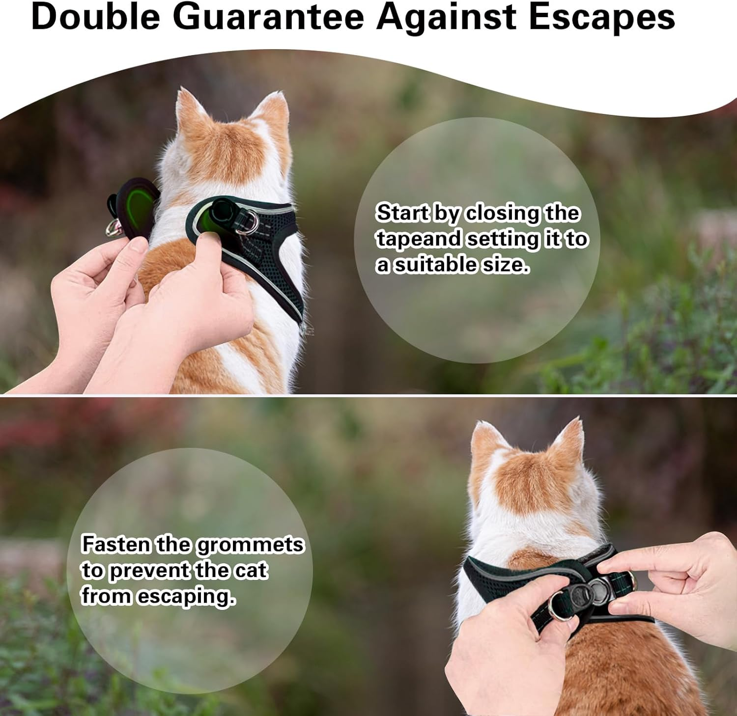 Cat Harness with Lead, Black Soft Harness, Cat Harness Harness, Cat Harness Lead Set, Harness for Cat, Chest Harness, Cat Harness, Cat Harness, Escape Proof, Adjustable, Black (S) image number 4