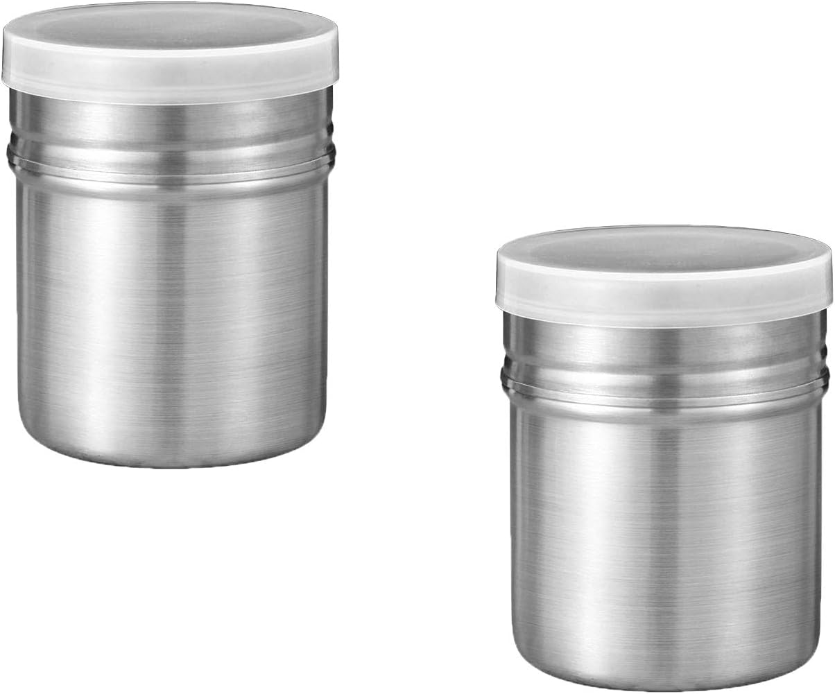 EOMECUIGAO Stainless Steel Powder Shaker 2PCS Powder Dispenser with Dust Cap Cocoa Powder Dispenser Pepper Shaker Barbecue Seasoning Bottle Coffee Utensils image number 6