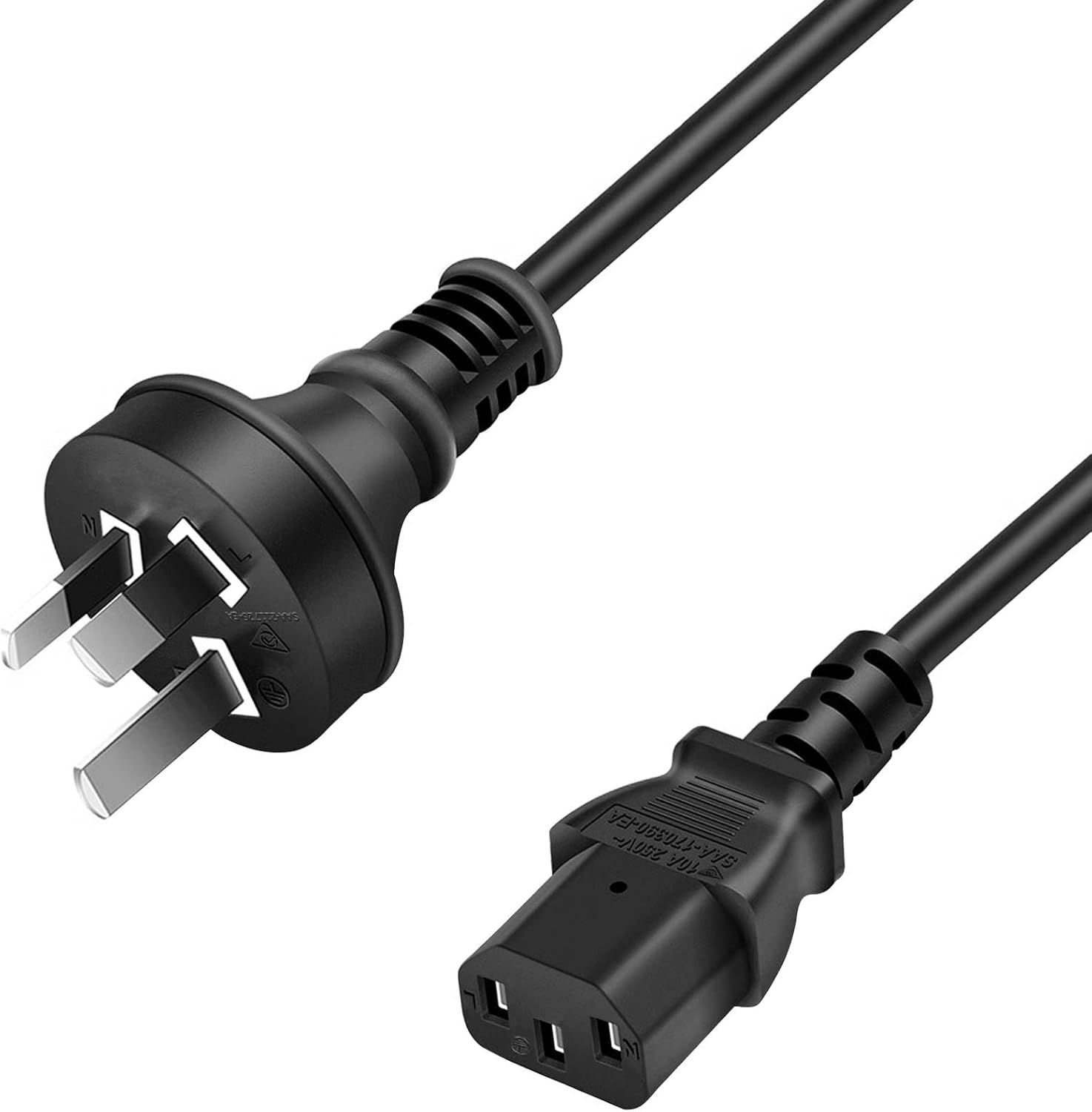 IEC 320 C13 Computer Power Cord Socket to 3-Prong Australia Plug 250V 10A, SAA Approve Power Cord Lead Cable, 2M Power Extension Cable for IEC Kettle Cord, Pcs, Monitors, Power Adapters image number 2