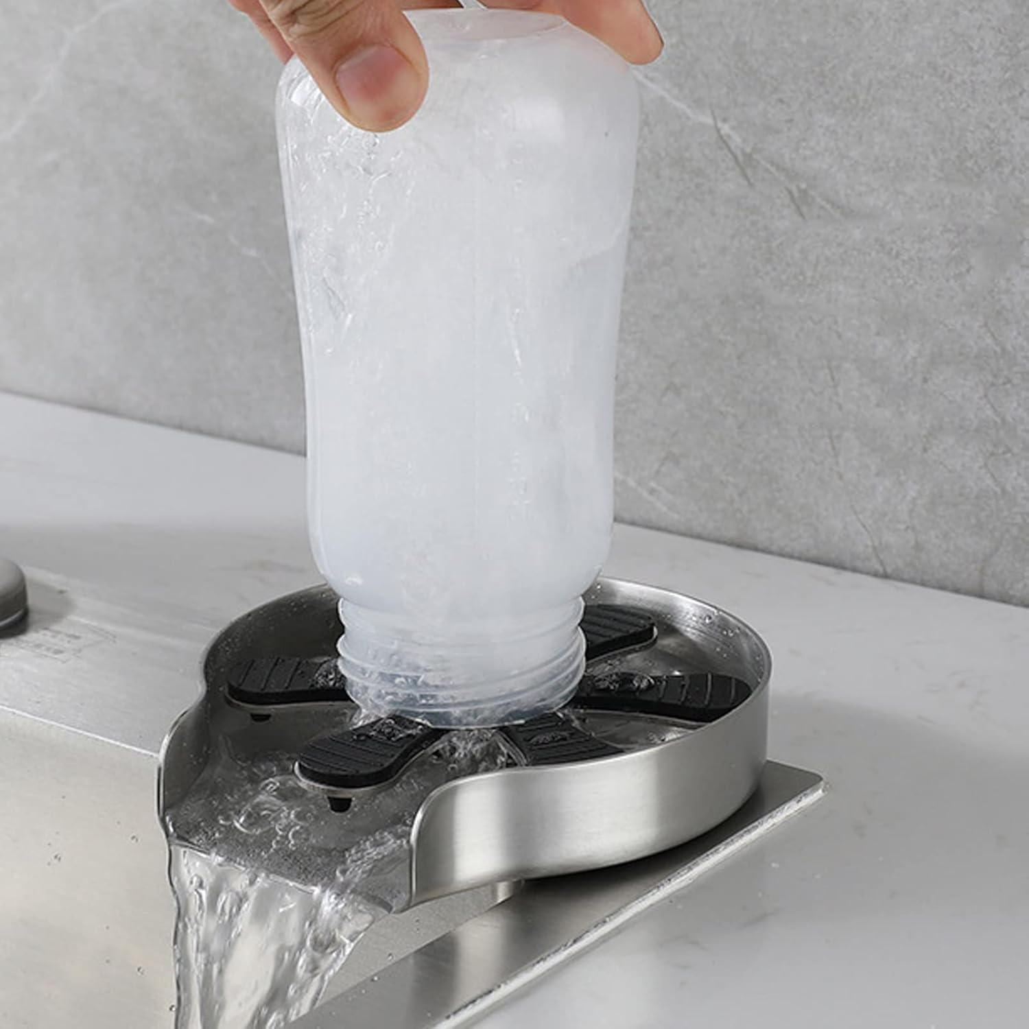 Glass Rinser, Stainless Steel Automatic Glass Rinser 360&deg; Rotating Jet Bottle and Cup Washer for Sink Powerful Cup Washer Kitchen Sink Cup Rinser for Bars, Hotels, Coffee Shops image number 3