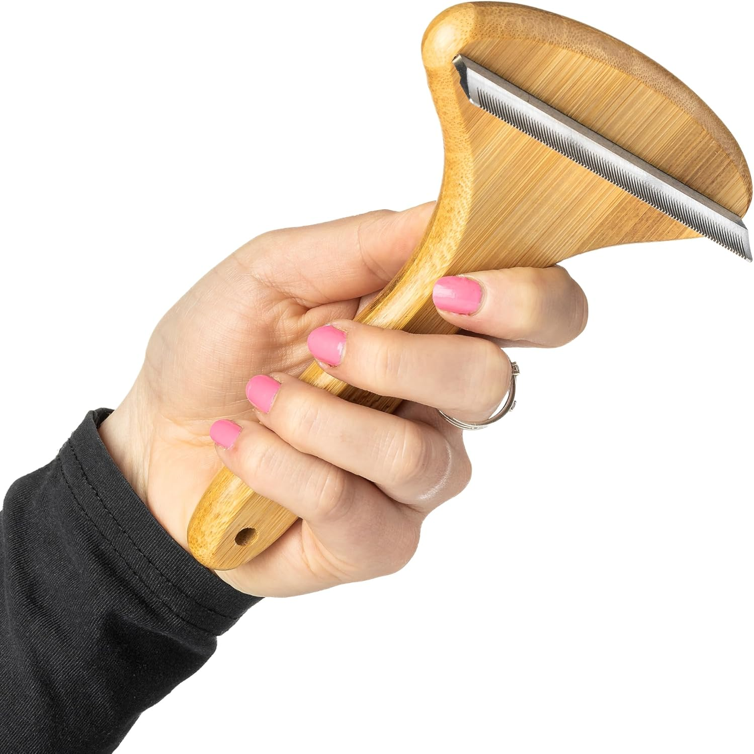 Mikki Bamboo Moult Master Brush Blade for Dog & Cat Grooming, Shedding & Undercoat, Safely Removes Loose Hair, with Anti-Rust Stainless Steel Teeth, Large image number 5