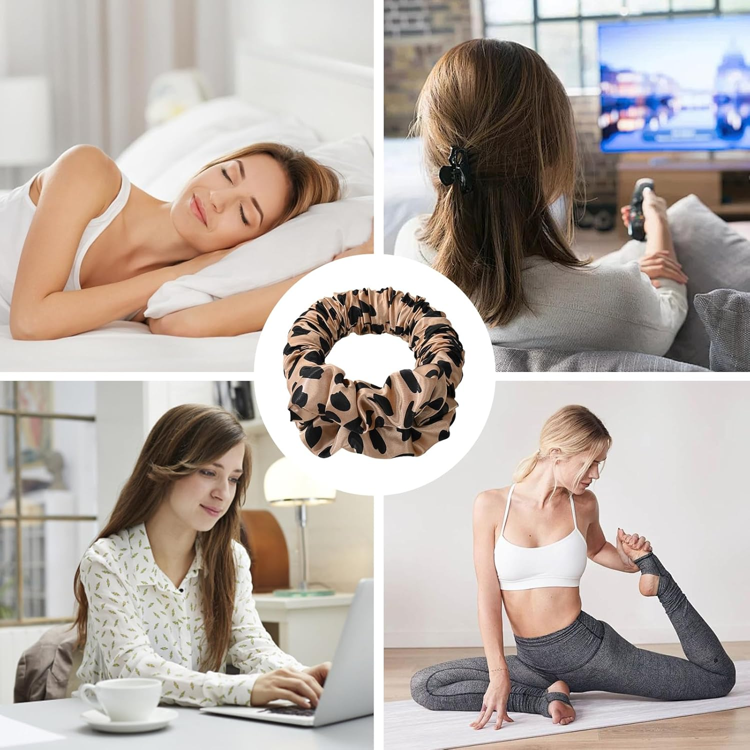 Huotflame Curlers without Heat for Women - Heatless Hair Curler Scrunchie Set for Natural Styling - Lightweight Sleep Curling Band for Overnight Curls - Perfect for Travel and Home, Brown Dots image number 5