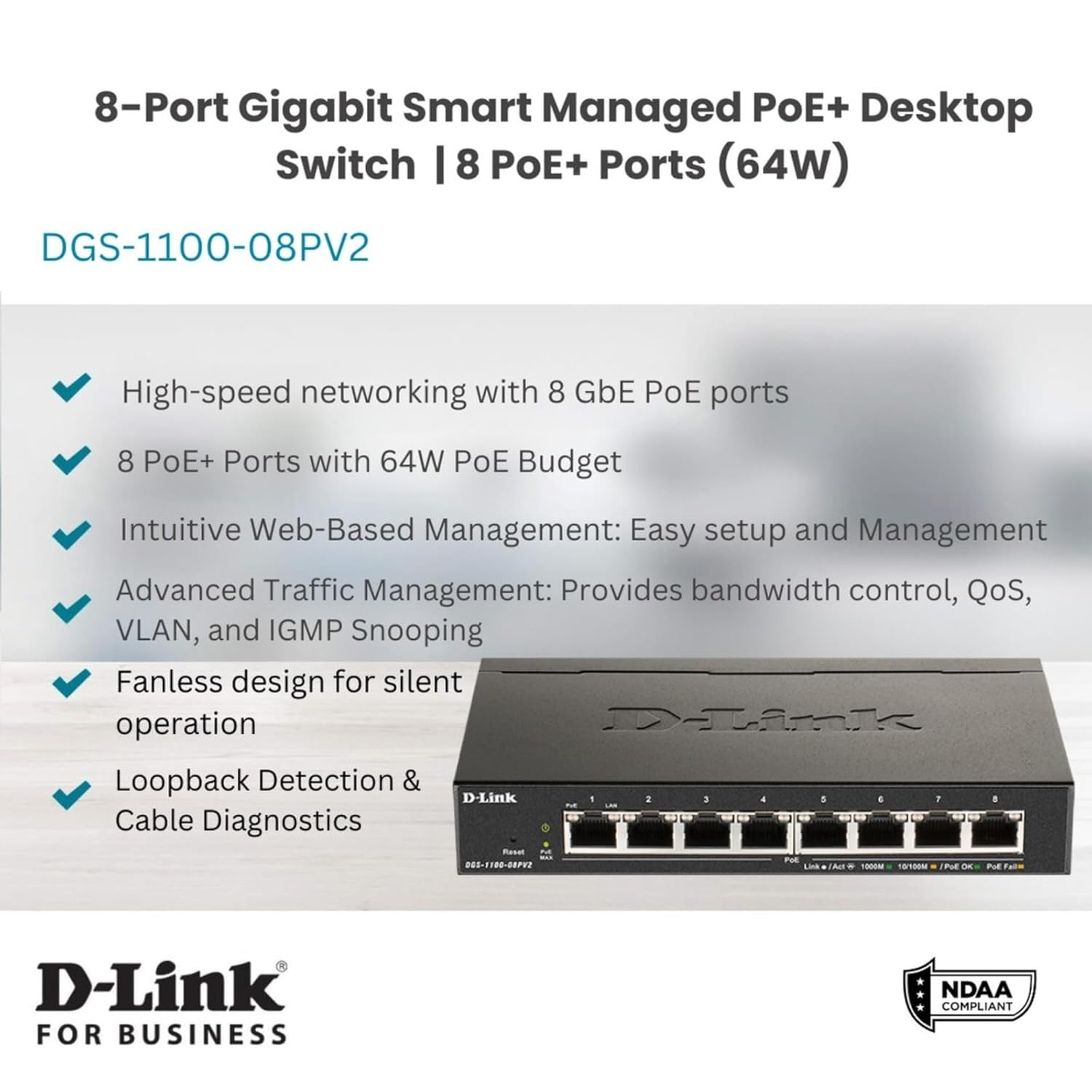D-Link Smart Managed Poe Switch Enhanced Security, and Energy-Efficient Performance (8-Port Poe Smart Switch) image number 6