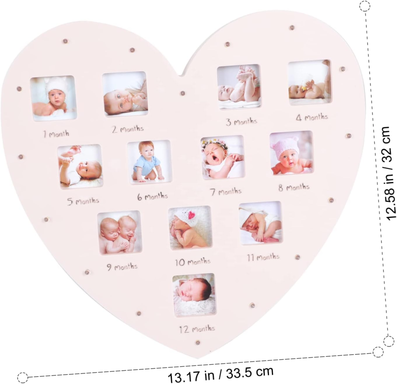 Heart Shape Photo Frame with Light Growth Photo Frame for First Year Month Desktop Ornament Newborn for Boys image number 2