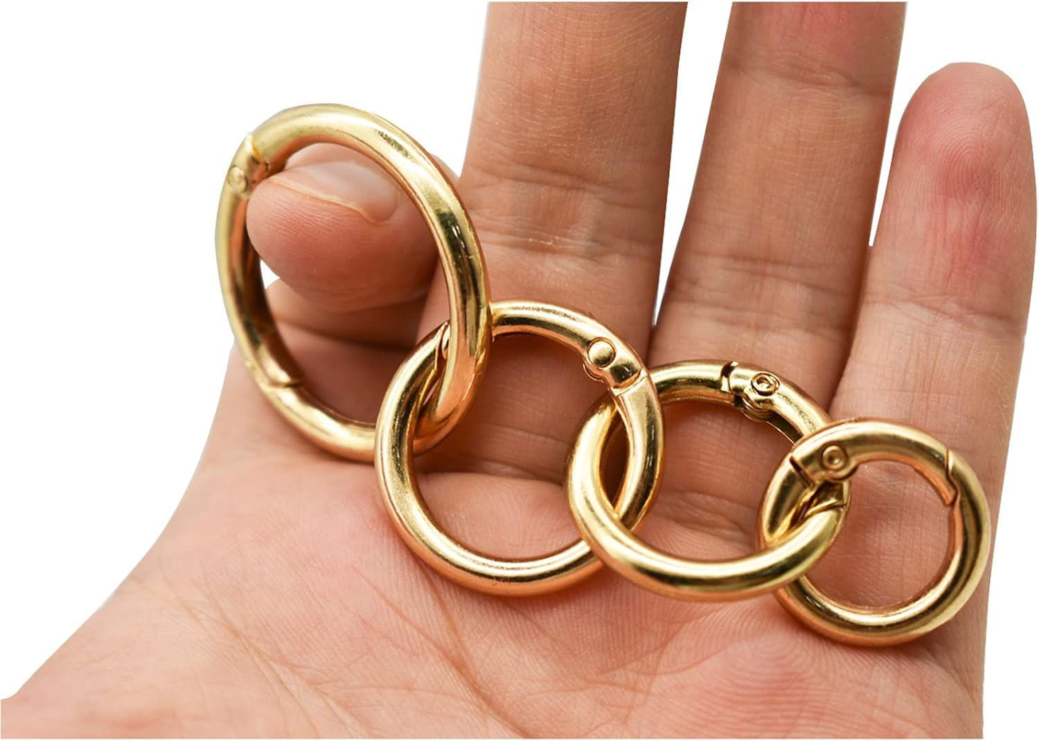 Maydahui 20PCS Spring O Ring Zinc Alloy Spring Clip 4 Size (0.8, 0.98, 1.1, 1.3Inch) Gold round Carabiner Snap Hook Key Ring Circle Trigger Rings Multi-Purpose for Handbag Purse Dog Leashes image number 2