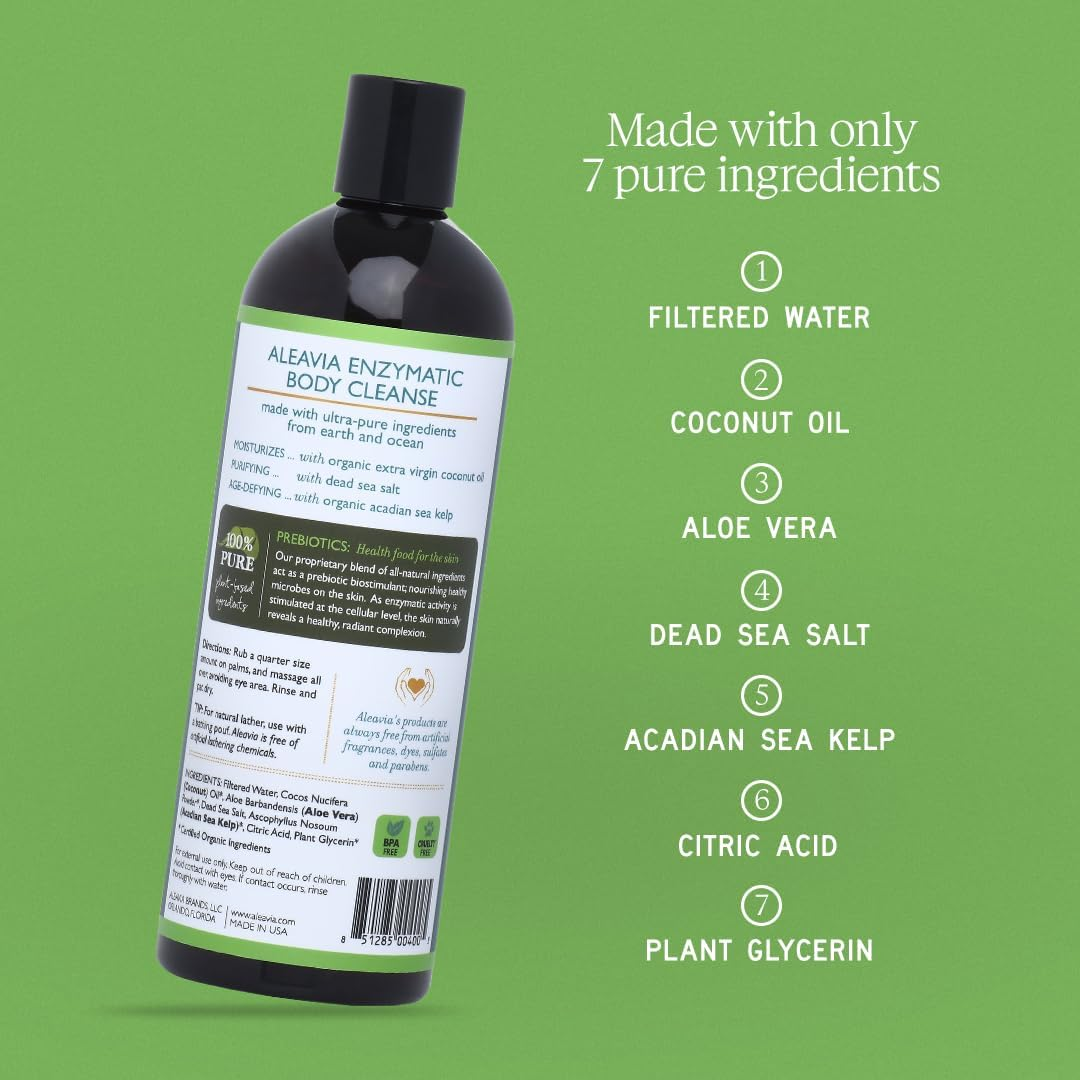 Aleavia Body Cleanse &ndash; Organic & All-Natural Prebiotic Body Wash &ndash; Fragrance-Free and Sulfate-Free Enzymatic Body Cleanser &ndash; 16 Oz. image number 4