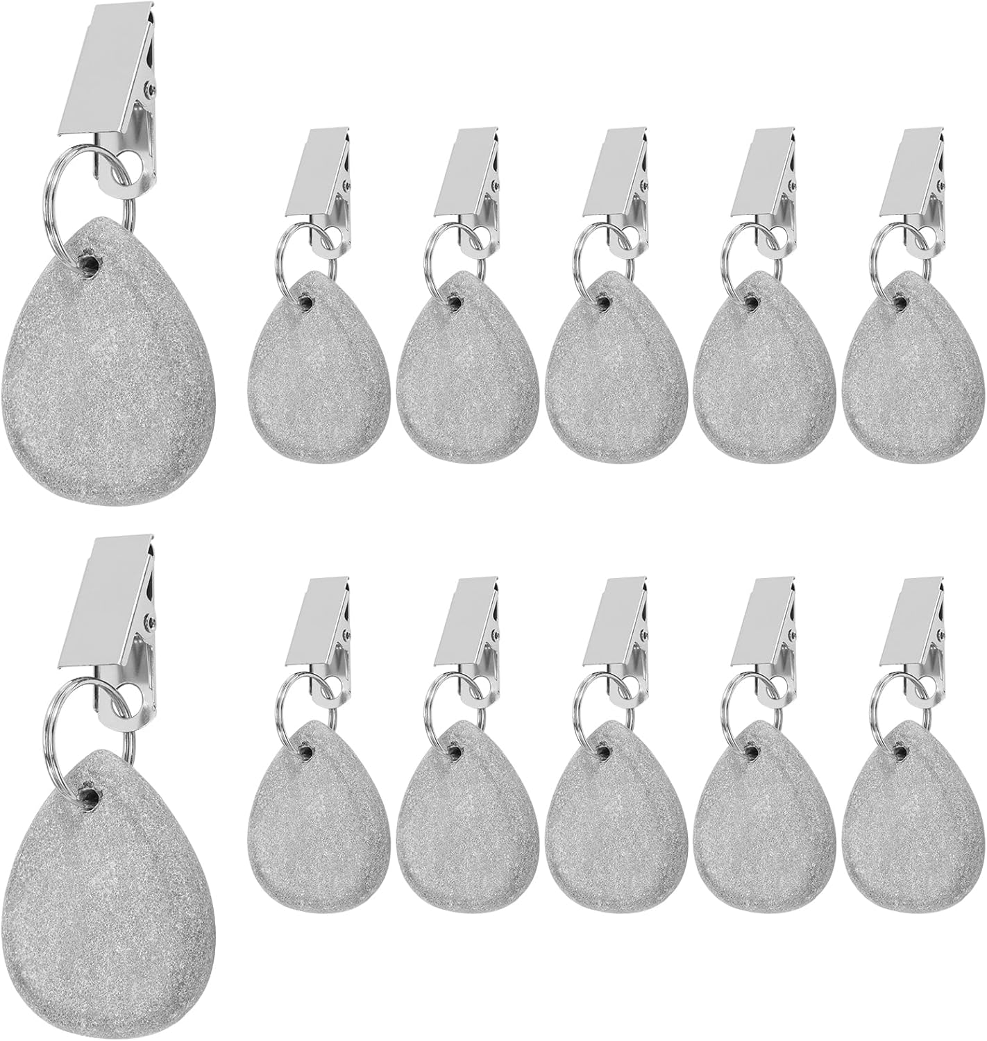 12 Pcs Tablecloth Weights with Stainless Steel Clips Water-Drop Tablecloth Weights Outdoor Tablecloth Weights Tablecloth Pendant to Hold Things down Tablecloth for Picnic Tables (White)