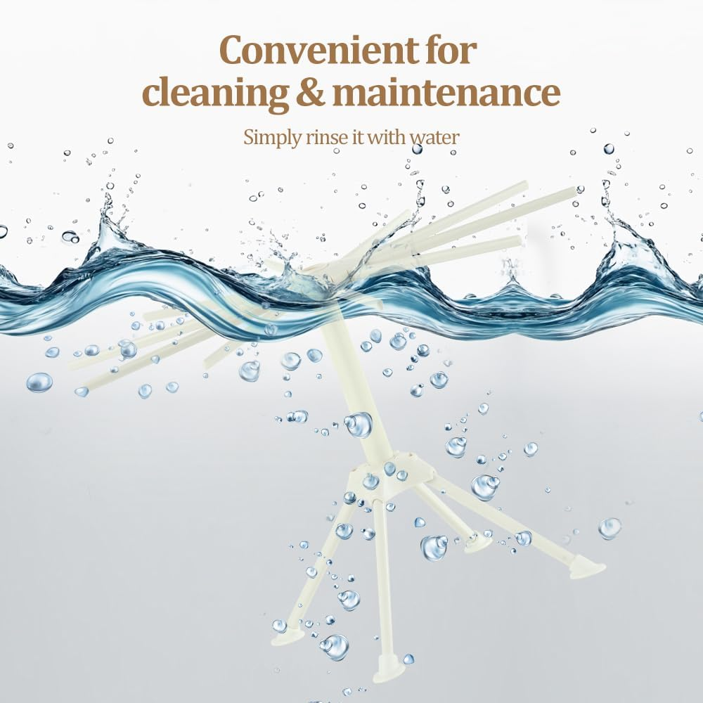 Ourokhome Collapsible Pasta Drying Rack- Plastic Household Noodle Stander with 10 Arms (White) - Red image number 5