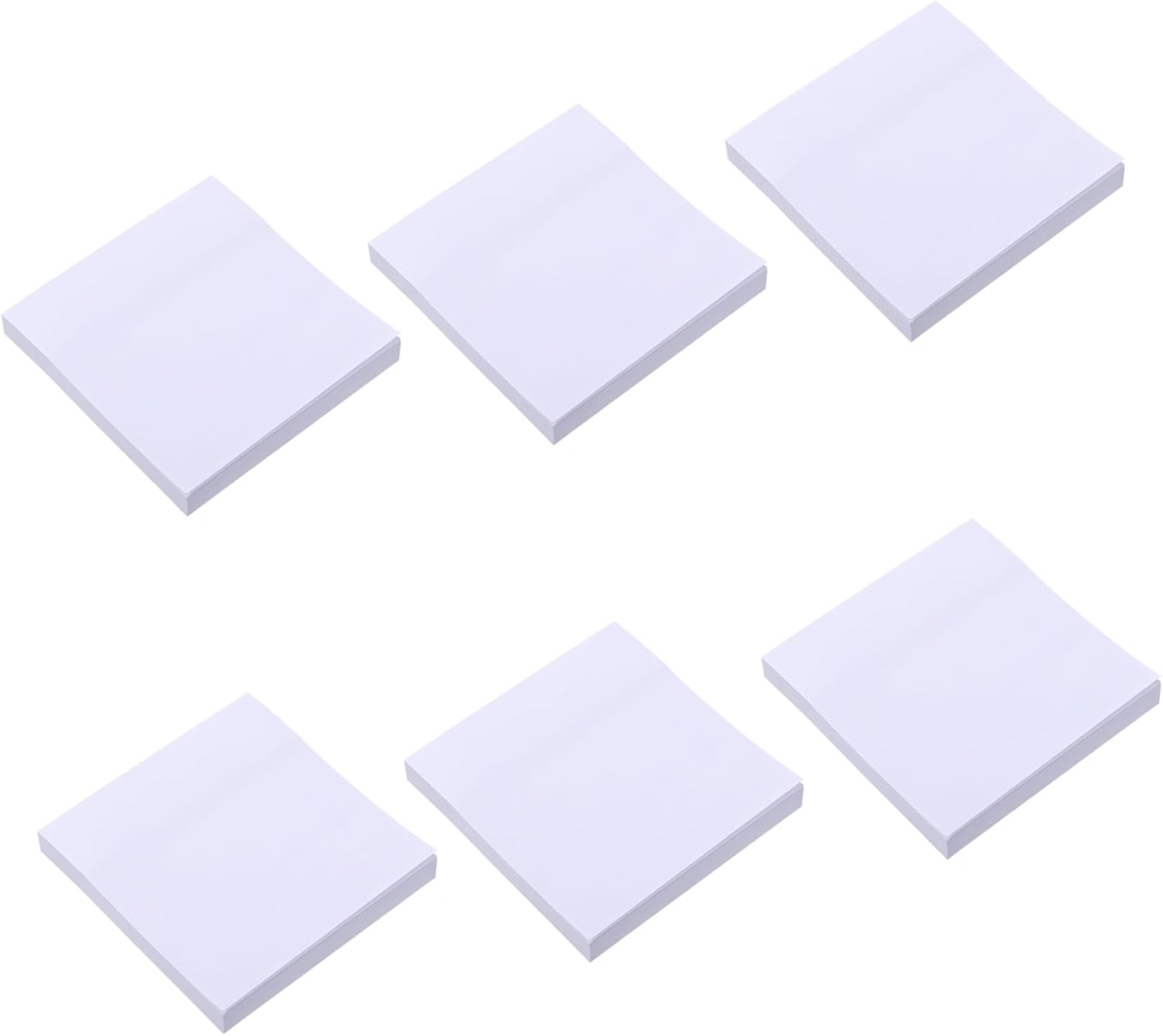 6 Pack White Sticky Notes - 3X3 Inch Self-Adhesive Notepad Set for Office, School and Home Use - Easy Stick Reminder Pads for Organization, Studying, and Daily Tasks