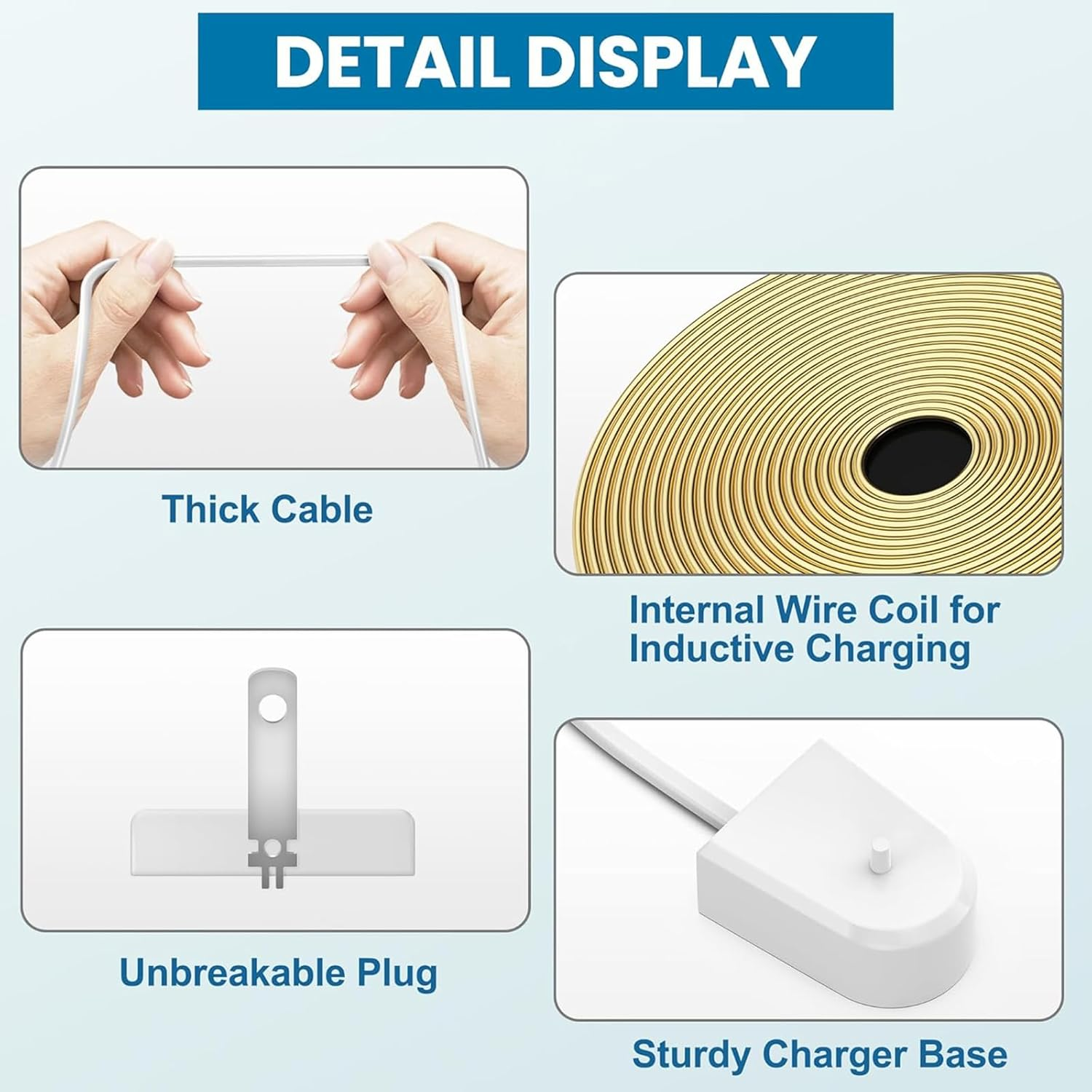 USB Replacement Charger Base for Philip-S Electric Toothbrush HX6100, Portable Charger Base for Philips HX3000 / HX6000 / HX8000 / HX9000 Series,Ipx7 Waterproof Travel Power Cord image number 2