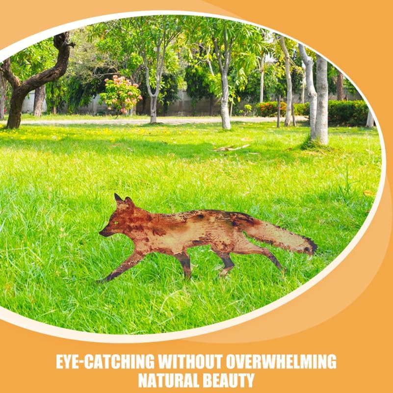 BESPORTBLE Garden Decoration, Metal Garden Yard Art Decor Statues Fox Garden Stakes Farmhouse Yard Ornaments Ornament Yard Lawn Decor Iron image number 5