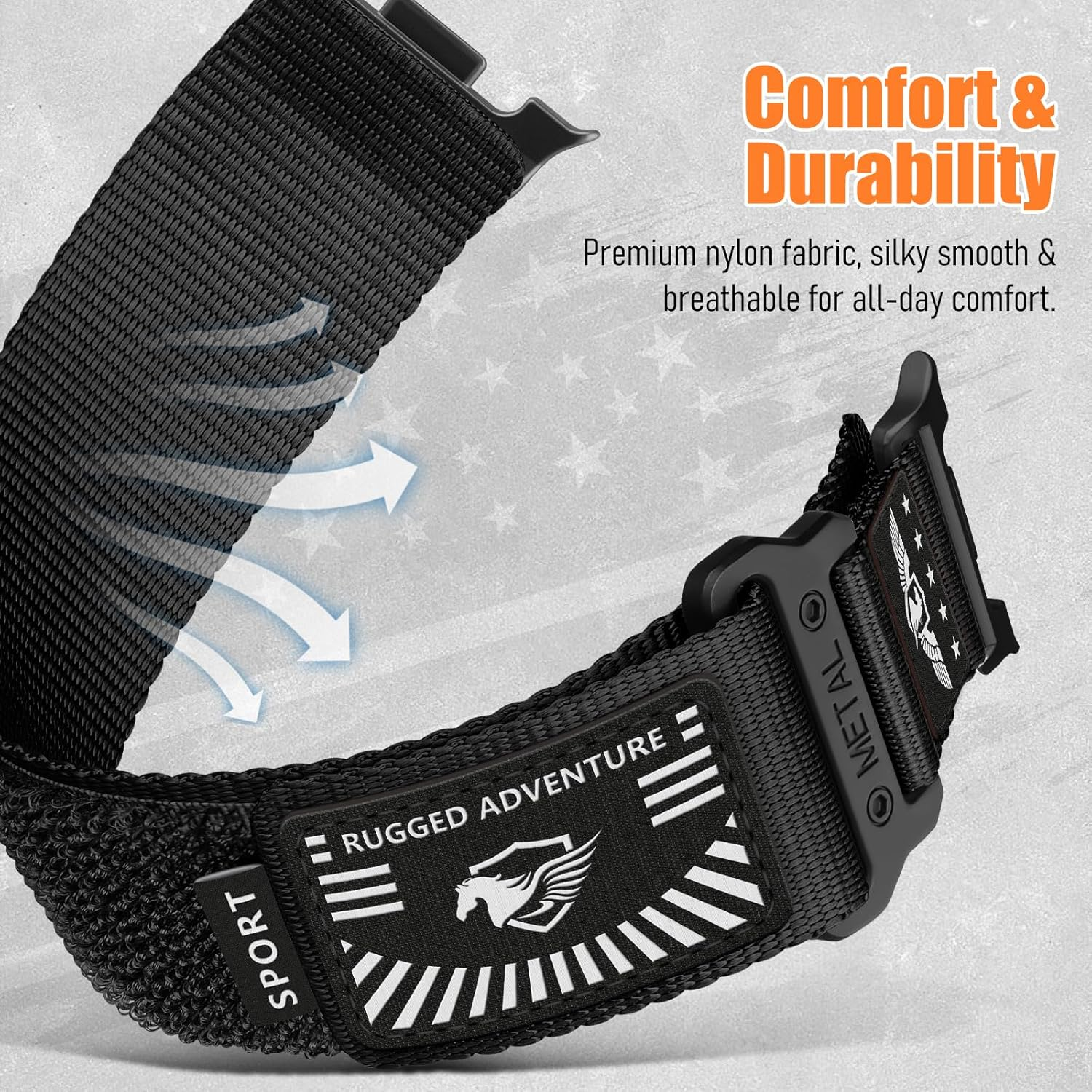 Rugged Nylon Band for Samsung Galaxy Watch 8 Band 40Mm 44Mm/Galaxy Watch 8 Classic Bands 46Mm Men Women, Soft Breathable Sport Strap Adjustable Wristbands for Galaxy Watch 8 Band image number 6