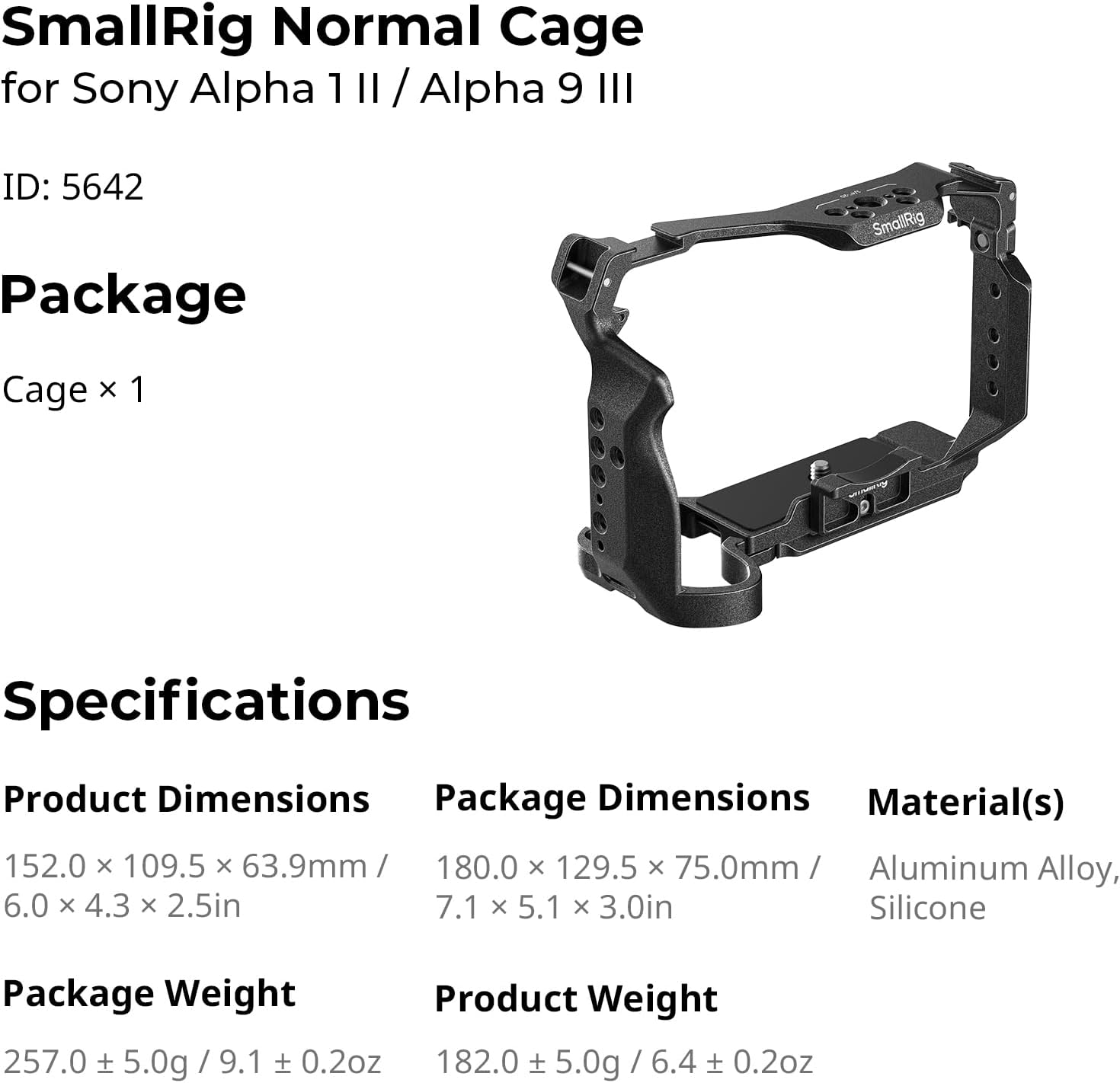 Smallrig Normal Cage for Sony Alpha 1 Ii/Alpha 9 III, Built-In Teleconverter Support and Quick Release Plate for Arca, Ultimate Stability with Three-Point Locking for Wildlife Photographers image number 6