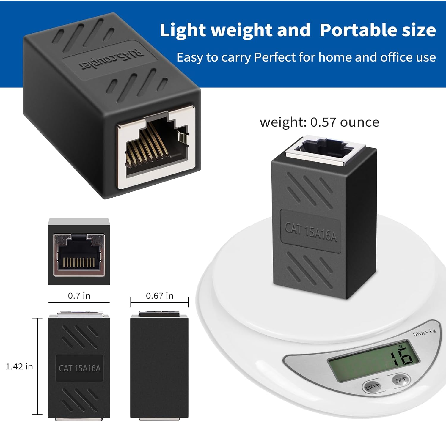 RJ45 Coupler, Ethernet Network Cable in Line Coupler for Cat7/Cat6/Cat5E/Cat5, Ethernet Network Cable Extender Female to Female (4 Pcs) image number 5