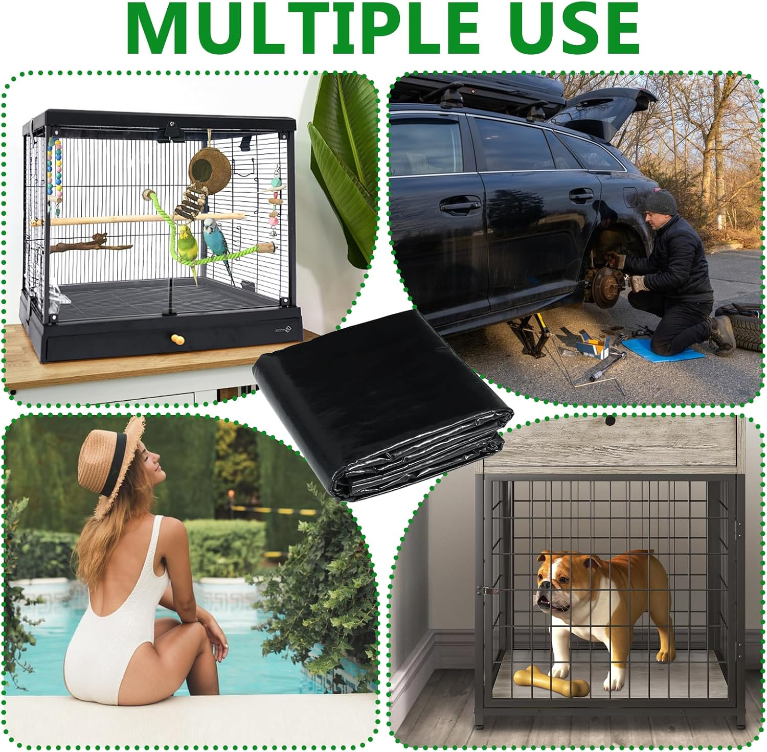 Cebrabounze Large Bird Cage Mat, 35X47 Inch under Pet Cage Mat for Bird Cages, Dog Crate, Reptile Aquariums, Waterproof Felt Liner with Non-Slip Backing for Kennel Training, Floor Protector