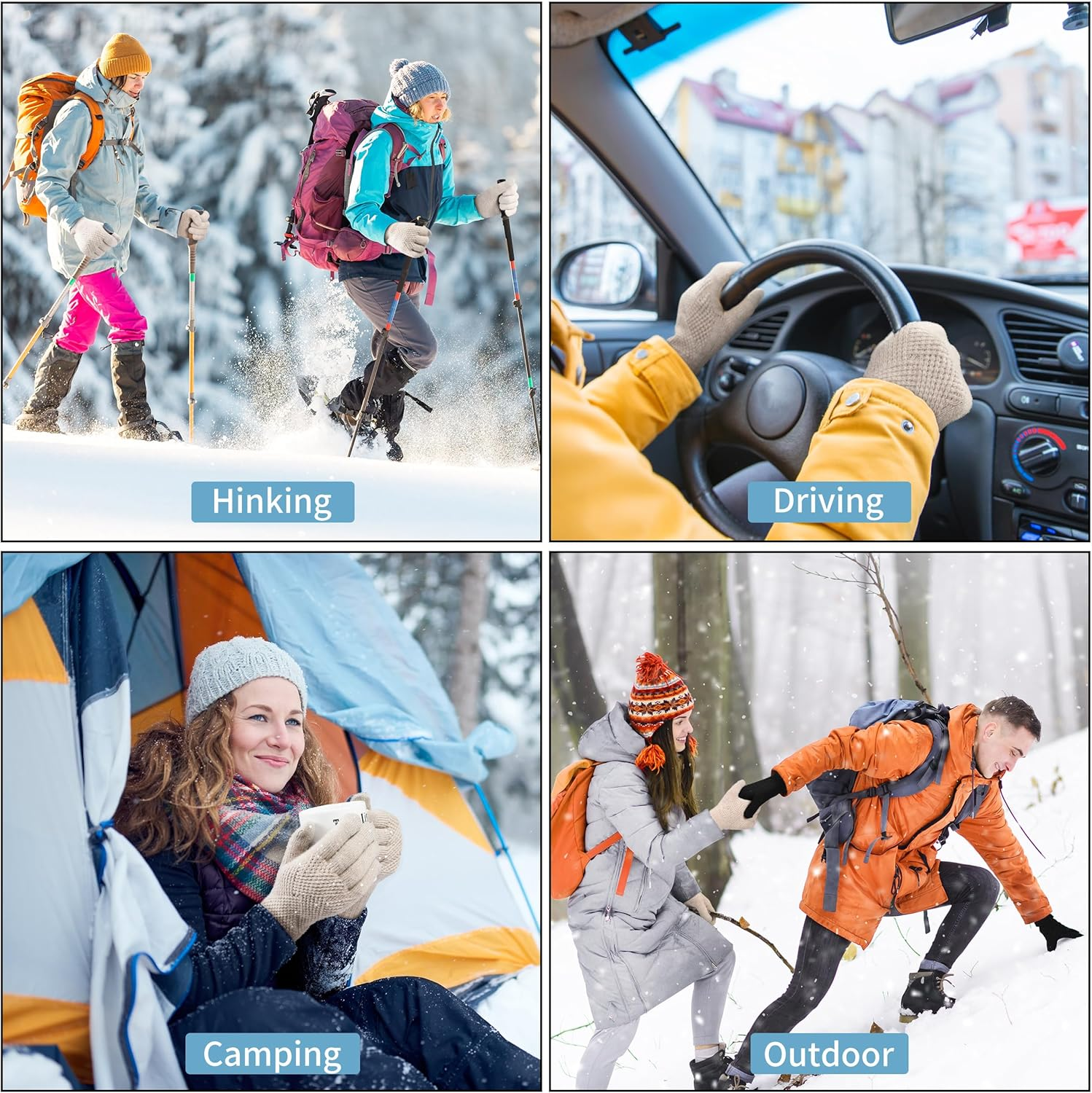 Trifabricy Womens Winter Gloves, Warm Fleece Lined Winter Gloves, Touchscreen Gloves, Elastic Cuff Knit Wool Gloves for Women image number 1