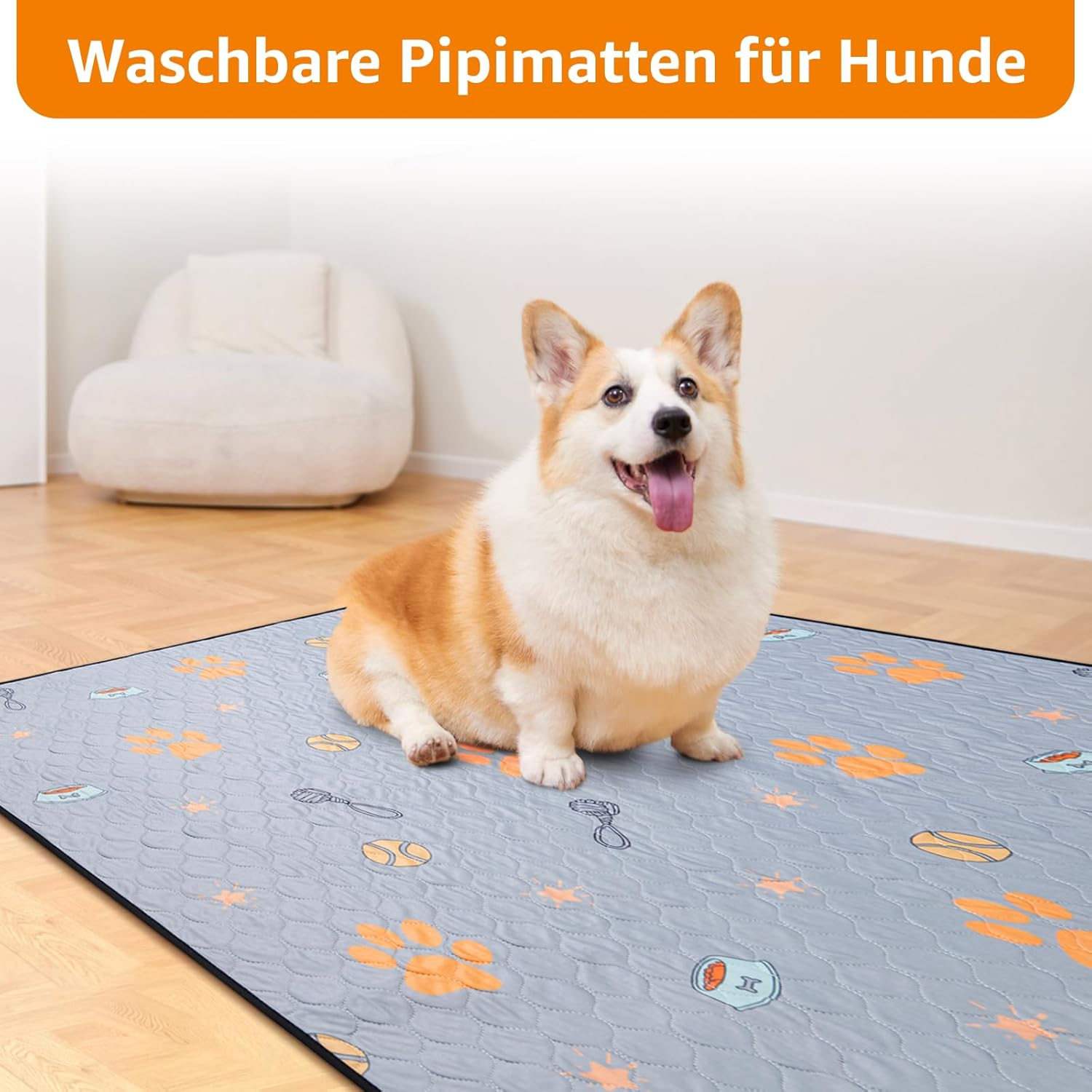 Reusable Puppy Pads, Pack of 2 Super Absorbent PIPI Mats for Dogs, Non-Slip Dog Training Pads for Sofas, Dog Playpens or Car Seats