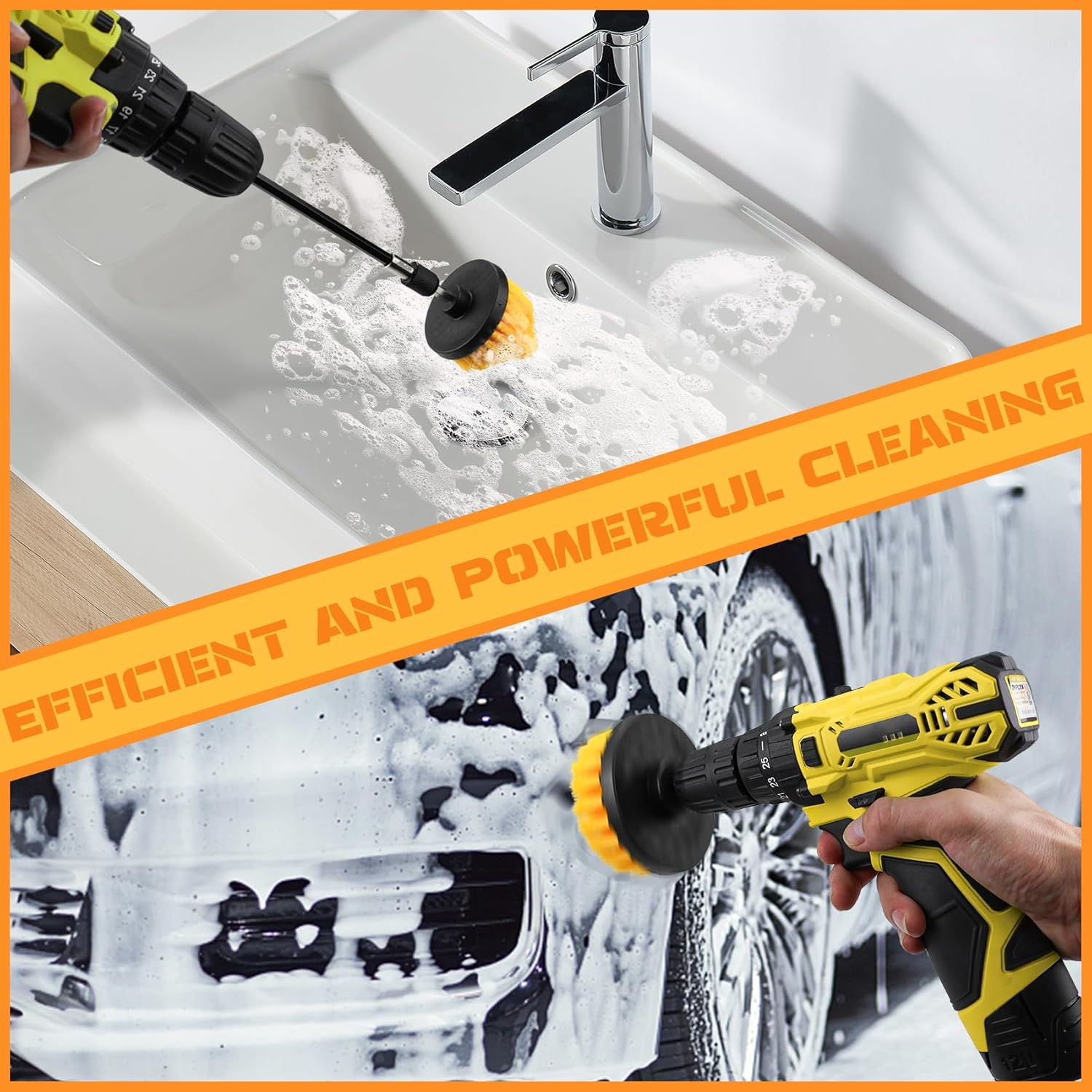 5 Pcs Drill Brush Kit, Drill Brush Attachment Set for Car Carpet, Cleaning Brush Supplies Kit for Bathroom Surface, Floor Mat, Car Detailing, Drill Scrubber Brush Kit Accessories for Cleaning Wheels image number 4