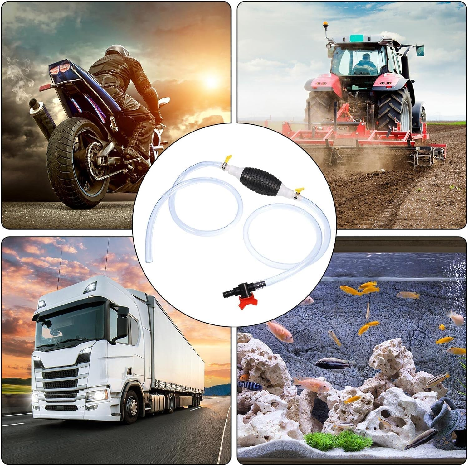 5Pcs Multifunction Liquid Sucker Pump, Gasoline Siphon Hose,Liquid Transfer Siphon Pump,Portable Manual Car Fuel Transfer Pump for Gas Gasoline Petrol Oil Diesel Liquid Water Fish Tank