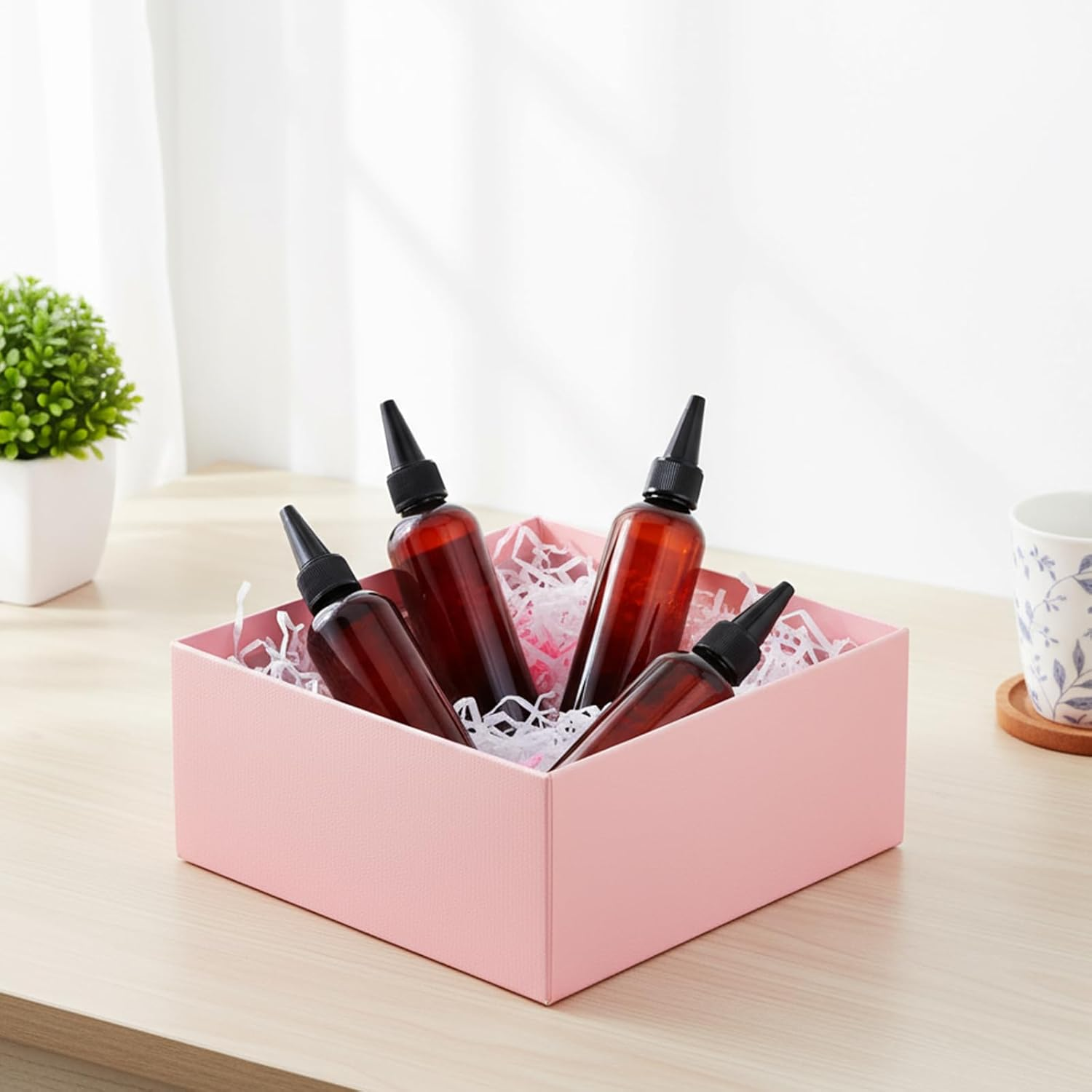 Sibba 5Pcs Hair Color Applicator Bottle, Hair Dye Bottles Oil Applicator Bottle, Empty Plastic Reusable Twist Top Cap Bottles for Dye Oil Liquid Shampoo Lotion, Amber, 2.5OZ image number 2