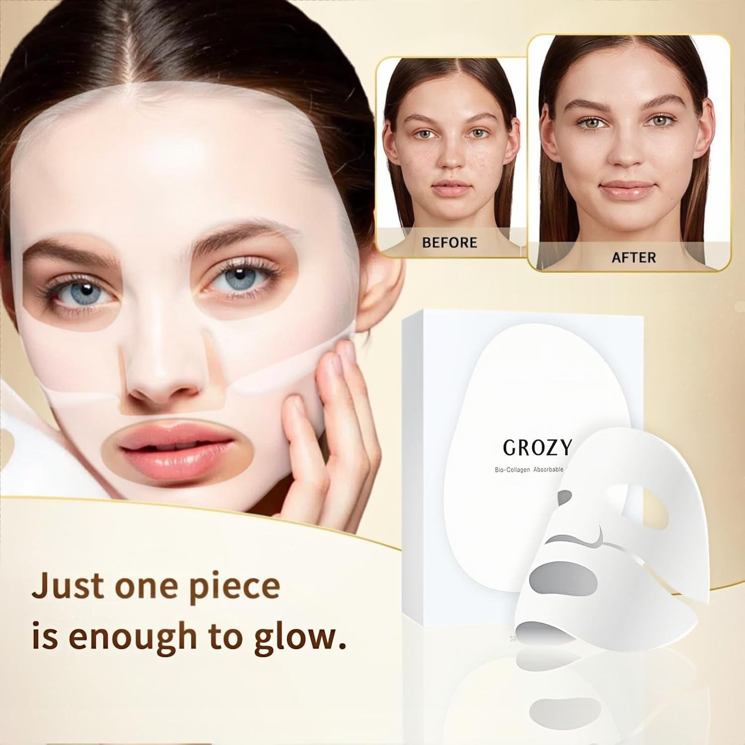 Grozy Bio Deep Overnight Face Mask &ndash; Hydrating & Firming Korean Skincare Treatment for Glass Skin, Anti-Aging Sheet Mask for All Skin Types, 5 Pack image number 2