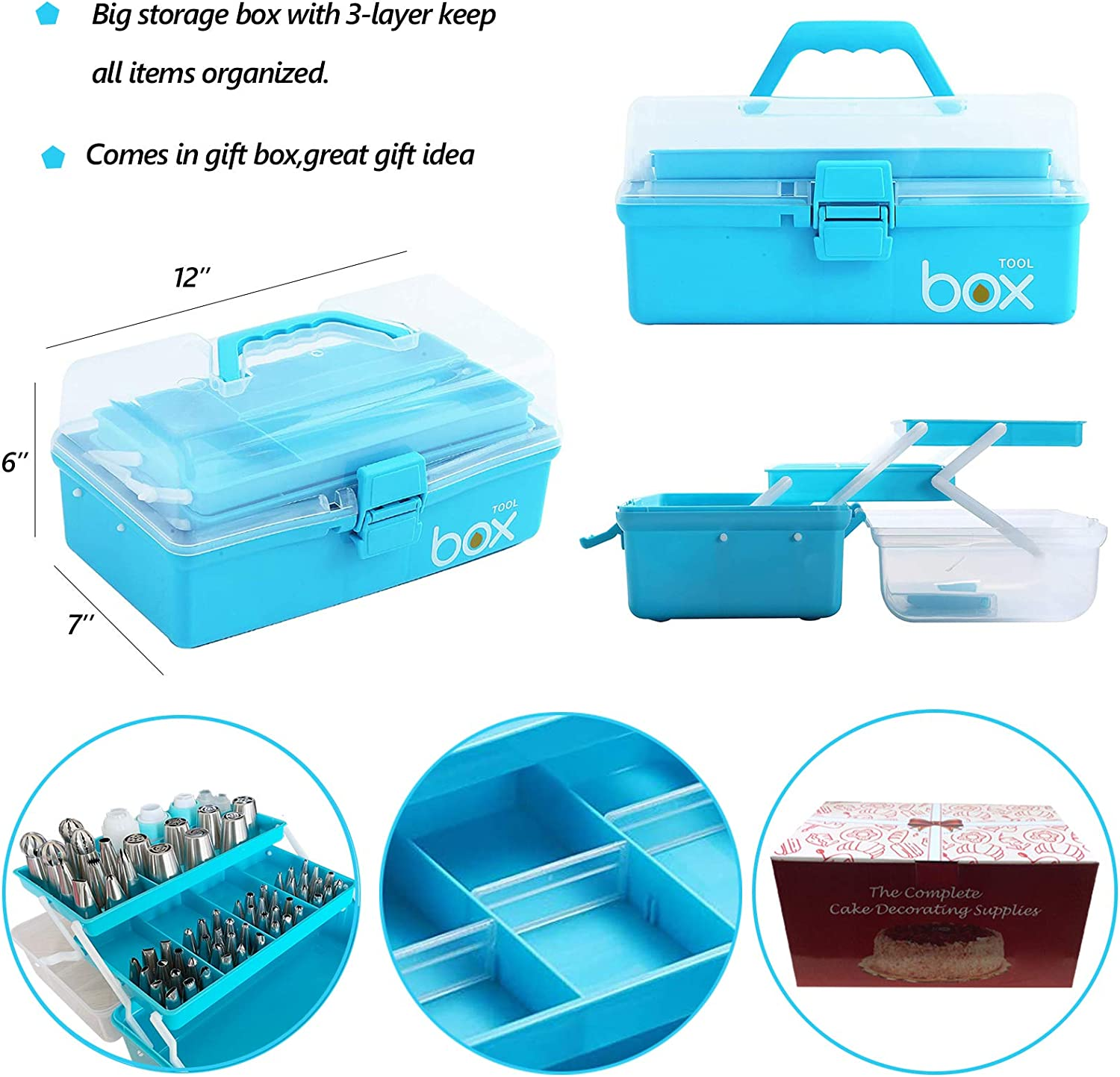 Makmeng Cake Decorating Tools Supplies Kit - 368Pcs Baking Supplies with Storage Case for Beginners - Icing Piping Bags and Tips Set for Cookies, Cupcake & Cake Frosting Fondant Decorating image number 1