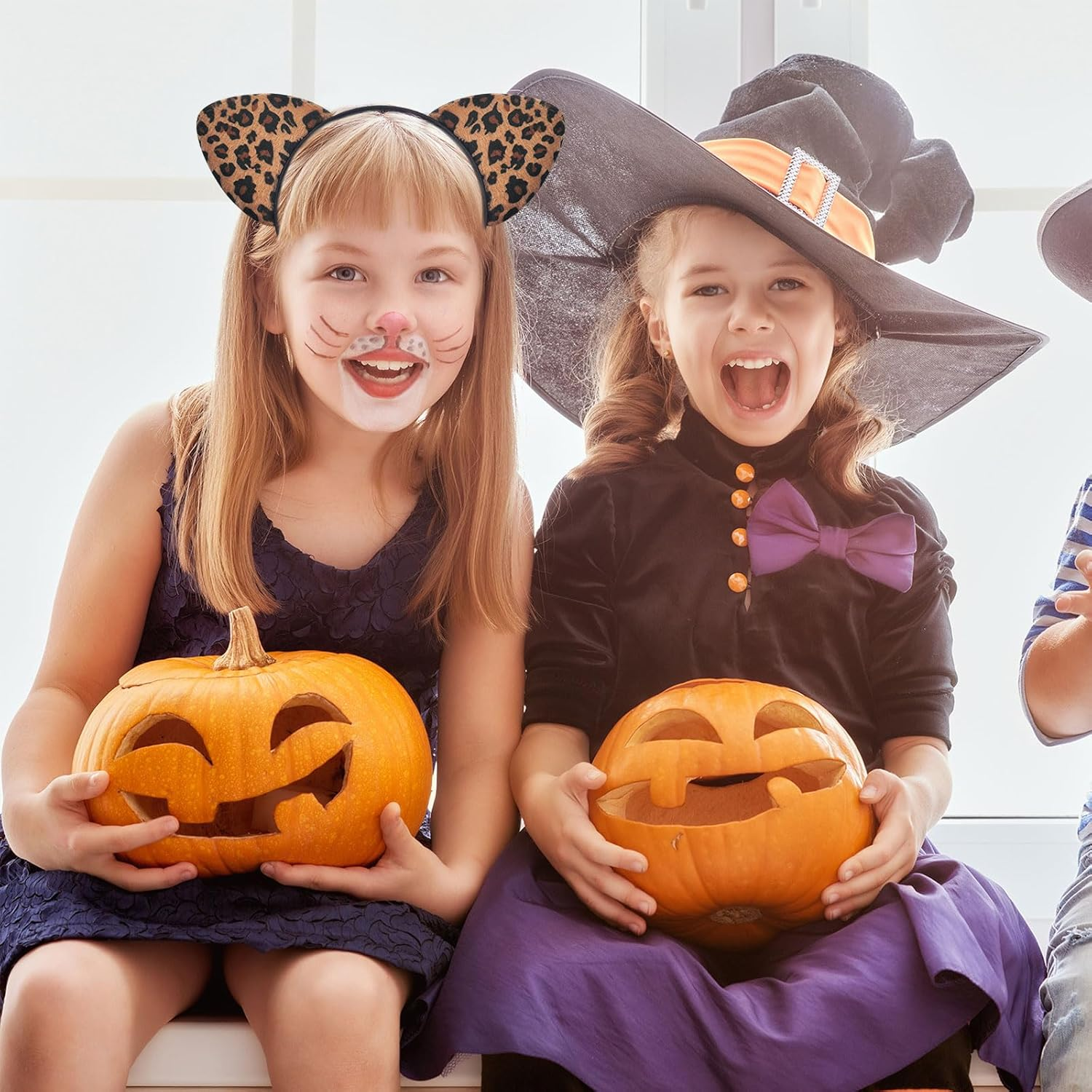 Leopard Ears Halloween Headband, Elastic Bands Leopard Hair Hoop Cat Headpiece, Cute Animal Print Hair Accessories, Halloween Cosplay Costume Hair Accessories for Adult and Kids Festivals Party